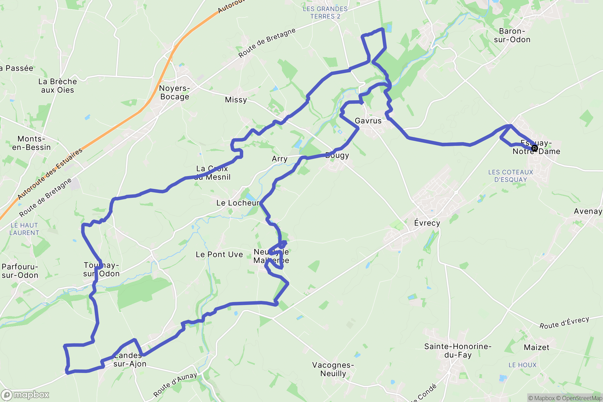 Esquay-Notre-Dame : carte du parcours de randonnée - France