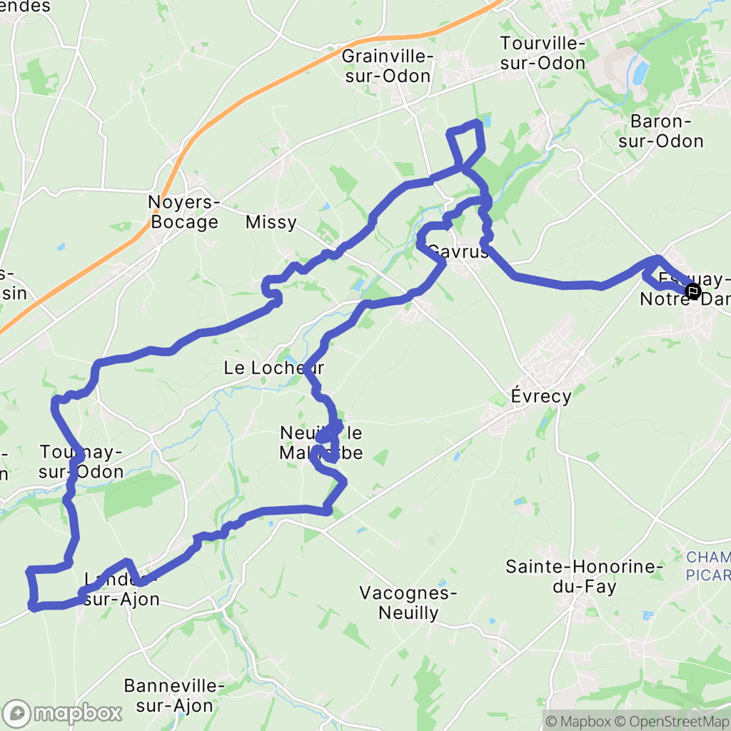 Esquay-Notre-Dame : carte du parcours de randonnée - France
