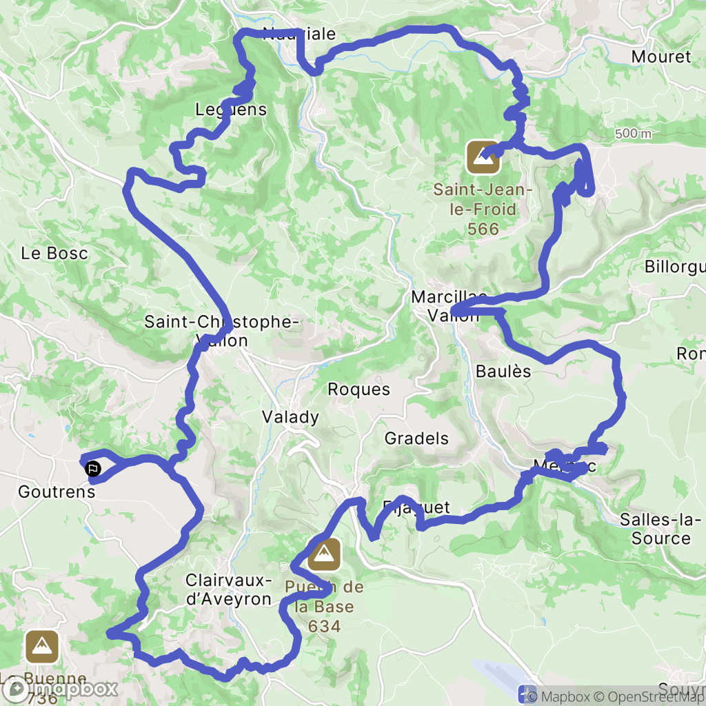 Goutrens : carte du parcours de randonnée - France