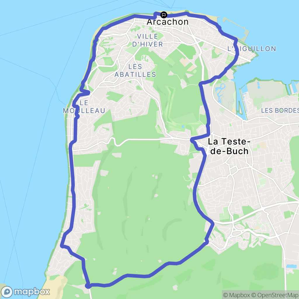 Arcachon : carte du parcours de randonnée - France