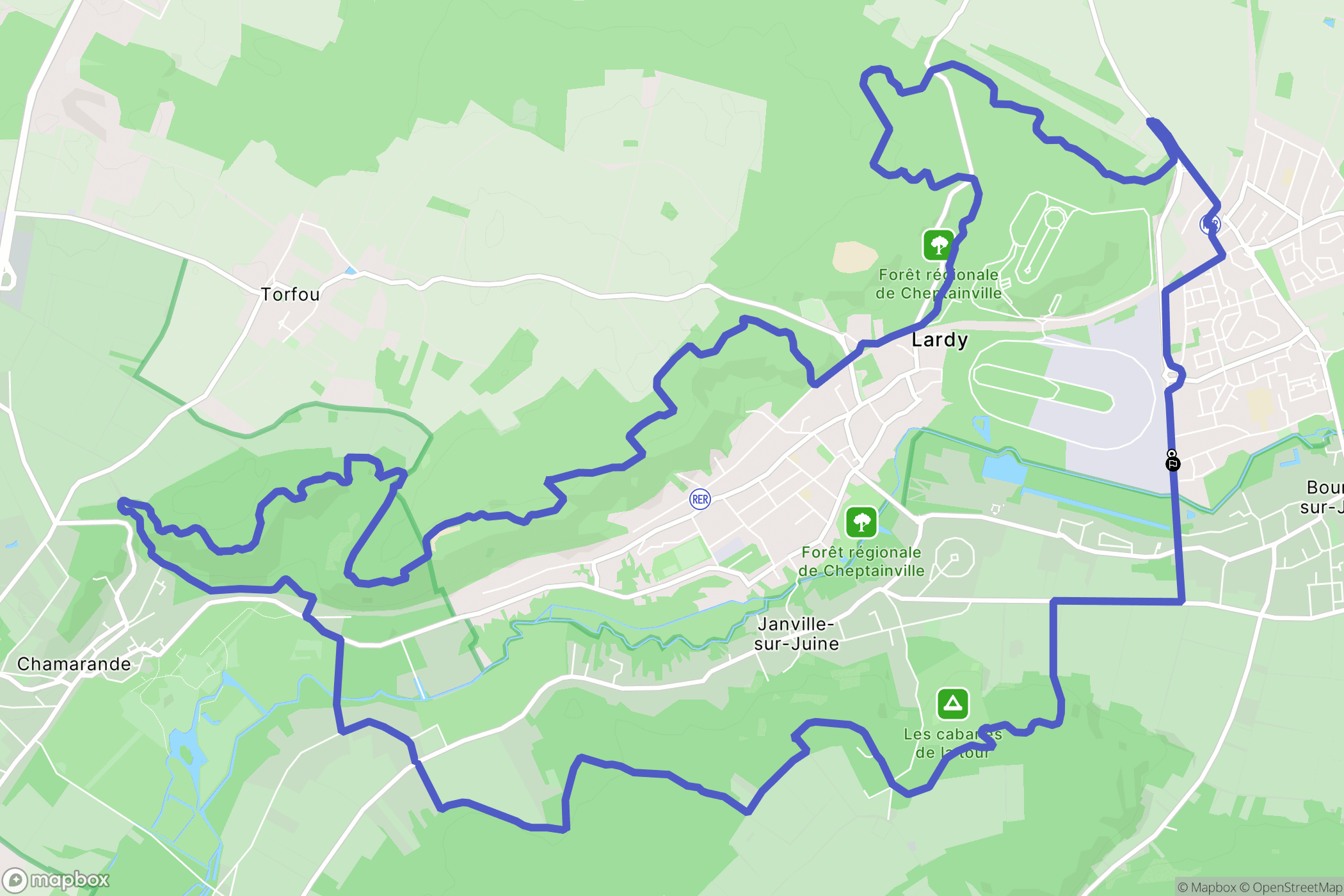 Lardy : carte du parcours de randonnée - France