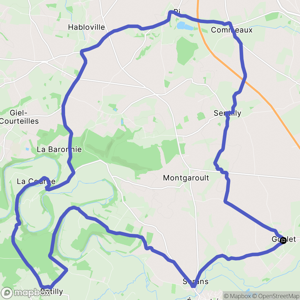 Monts-sur-Orne : carte du parcours de randonnée - France