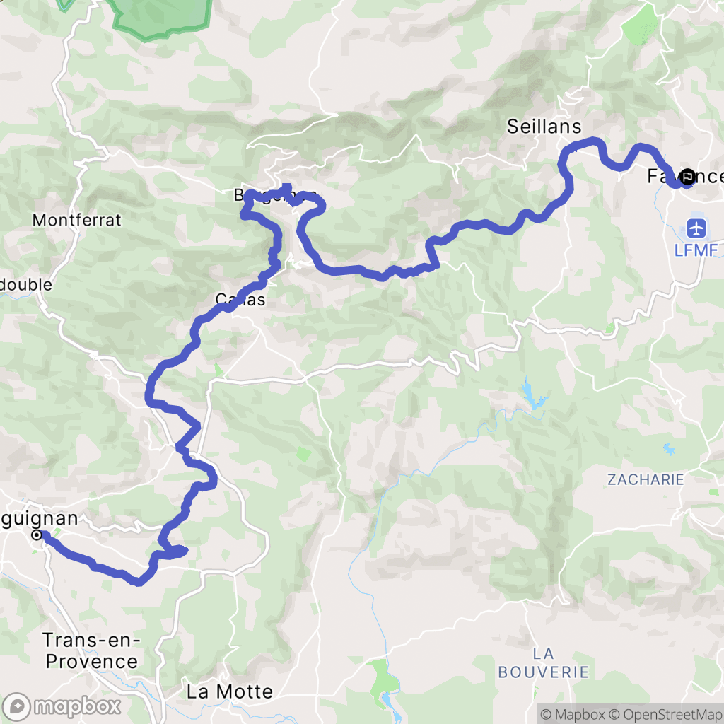 Draguignan : carte du parcours de randonnée - France