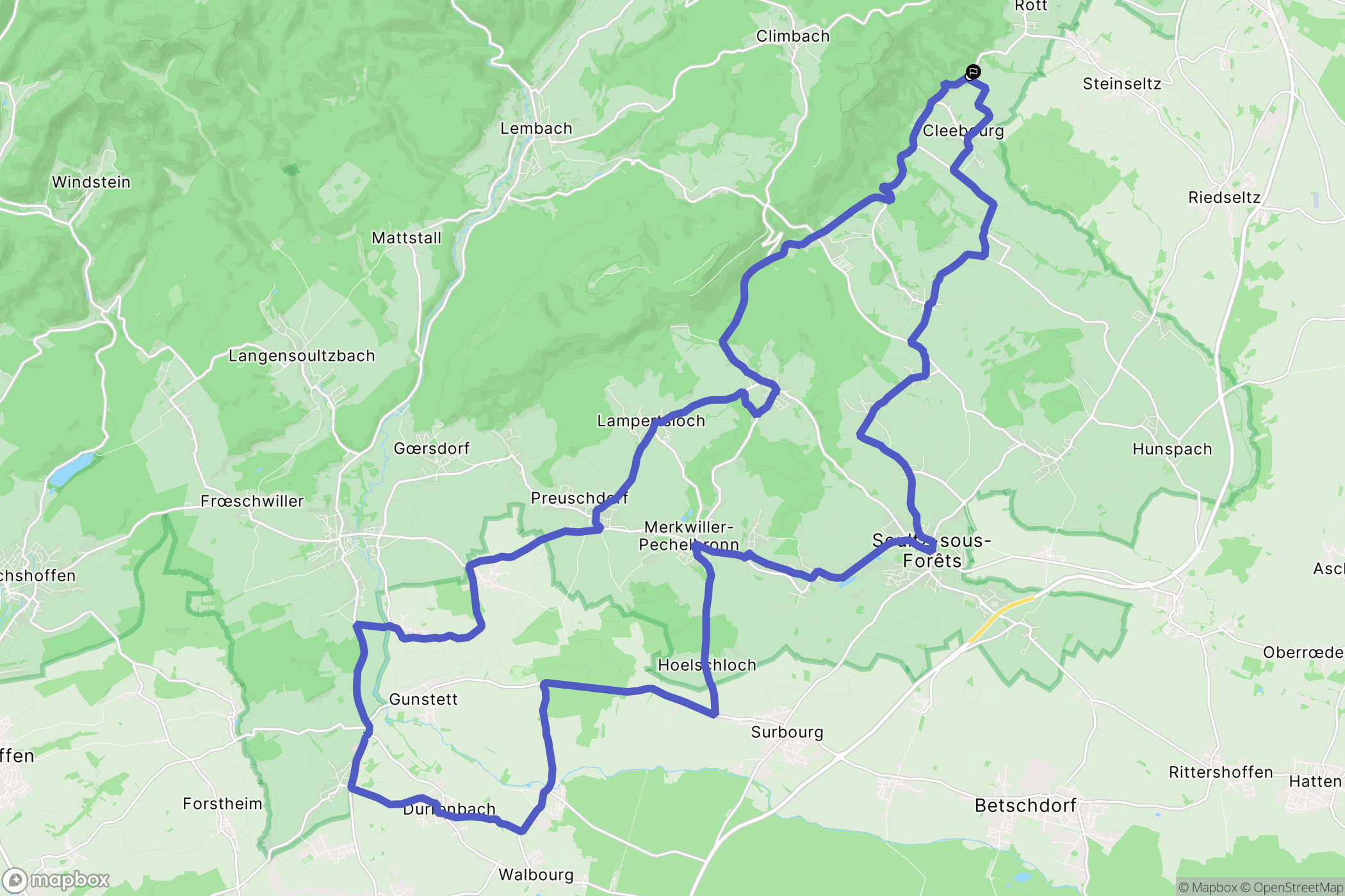 Rott : carte du parcours de randonnée - France