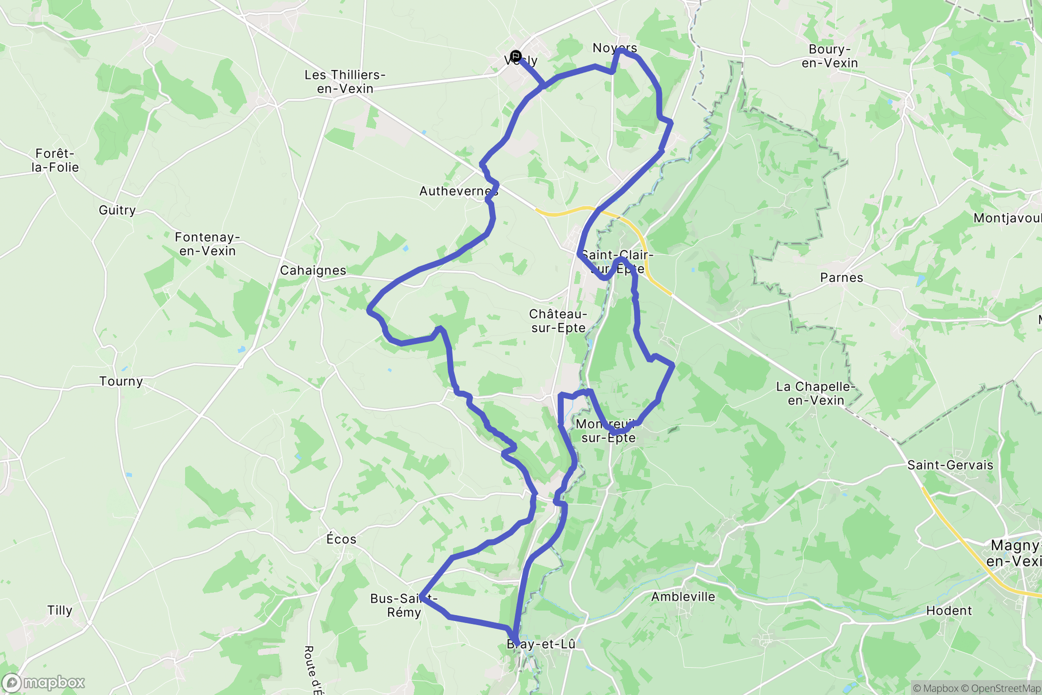 Vesly : carte du parcours de randonnée - France
