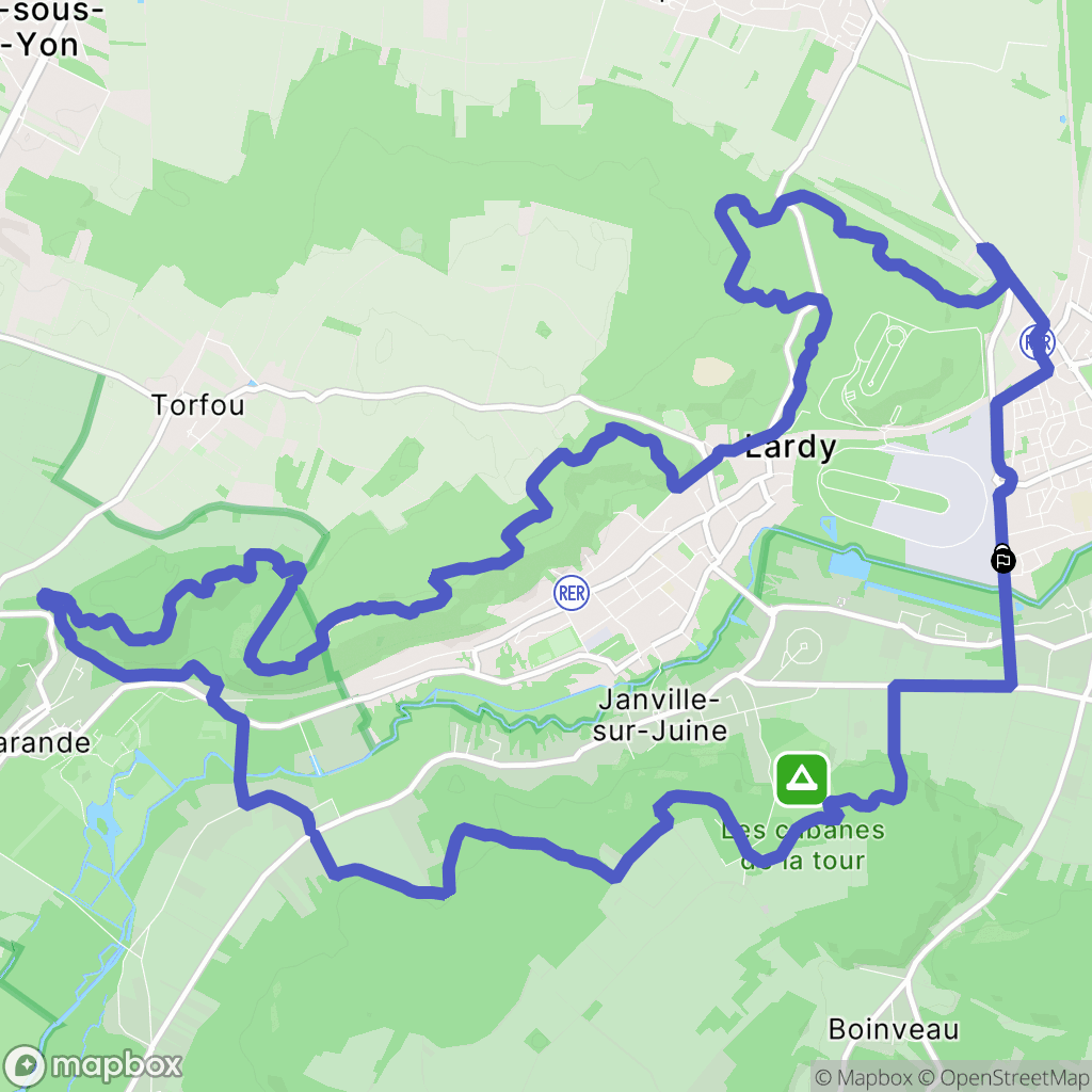Lardy : carte du parcours de randonnée - France