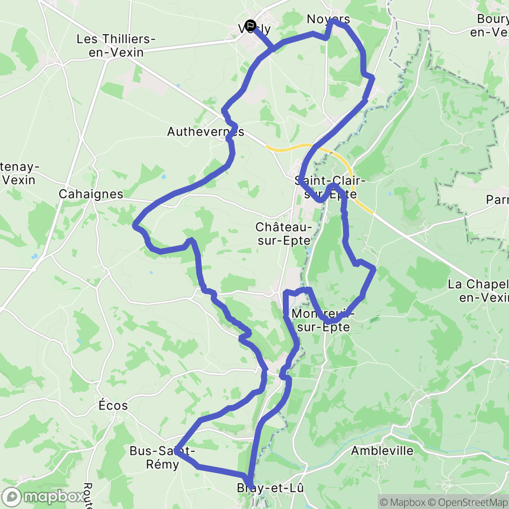 Vesly : carte du parcours de randonnée - France