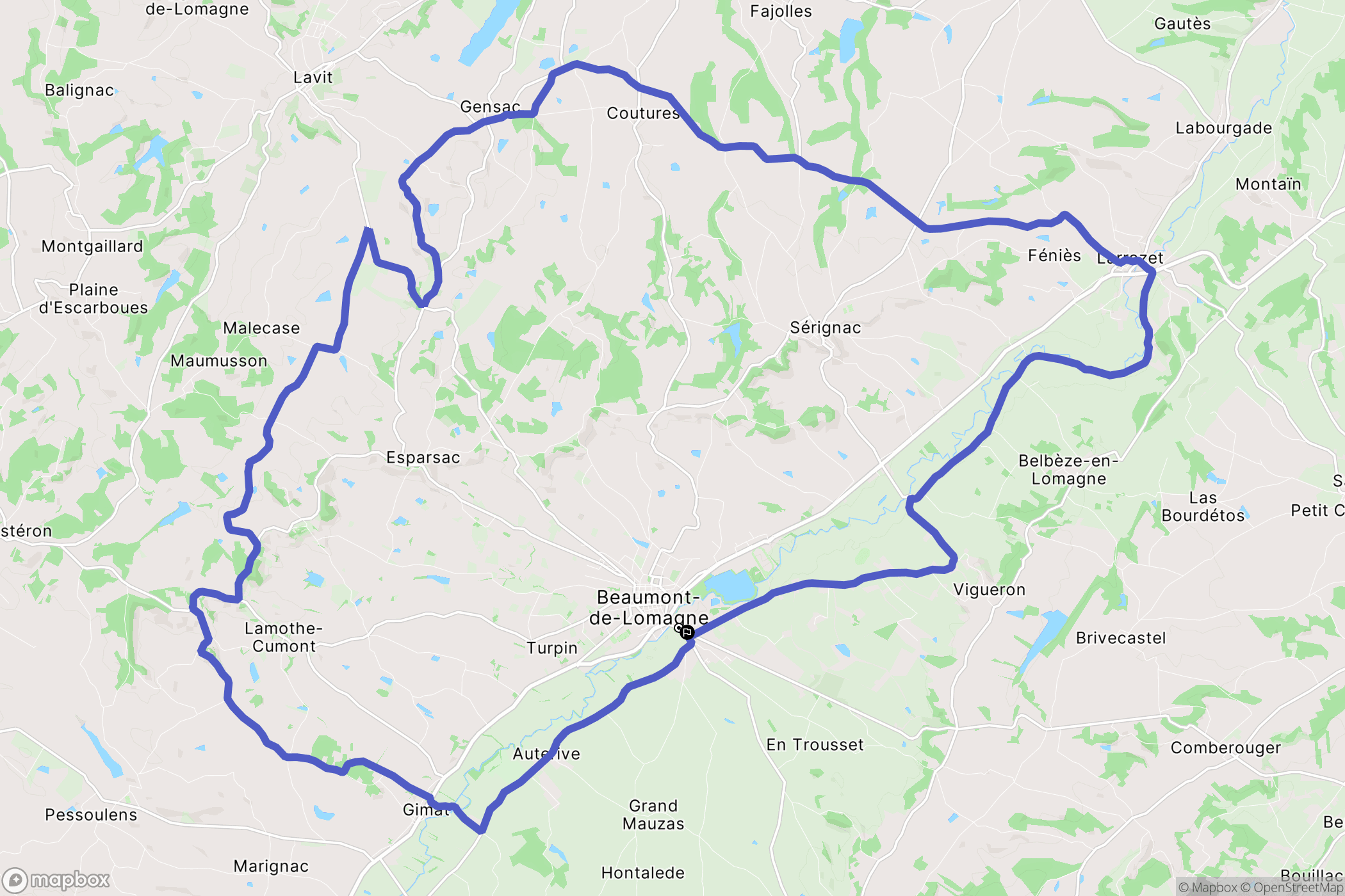 Beaumont-de-Lomagne : carte du parcours de randonnée - France