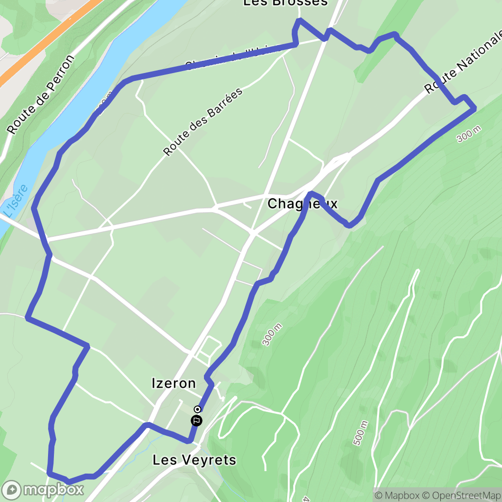 Izeron : carte du parcours de randonnée - France