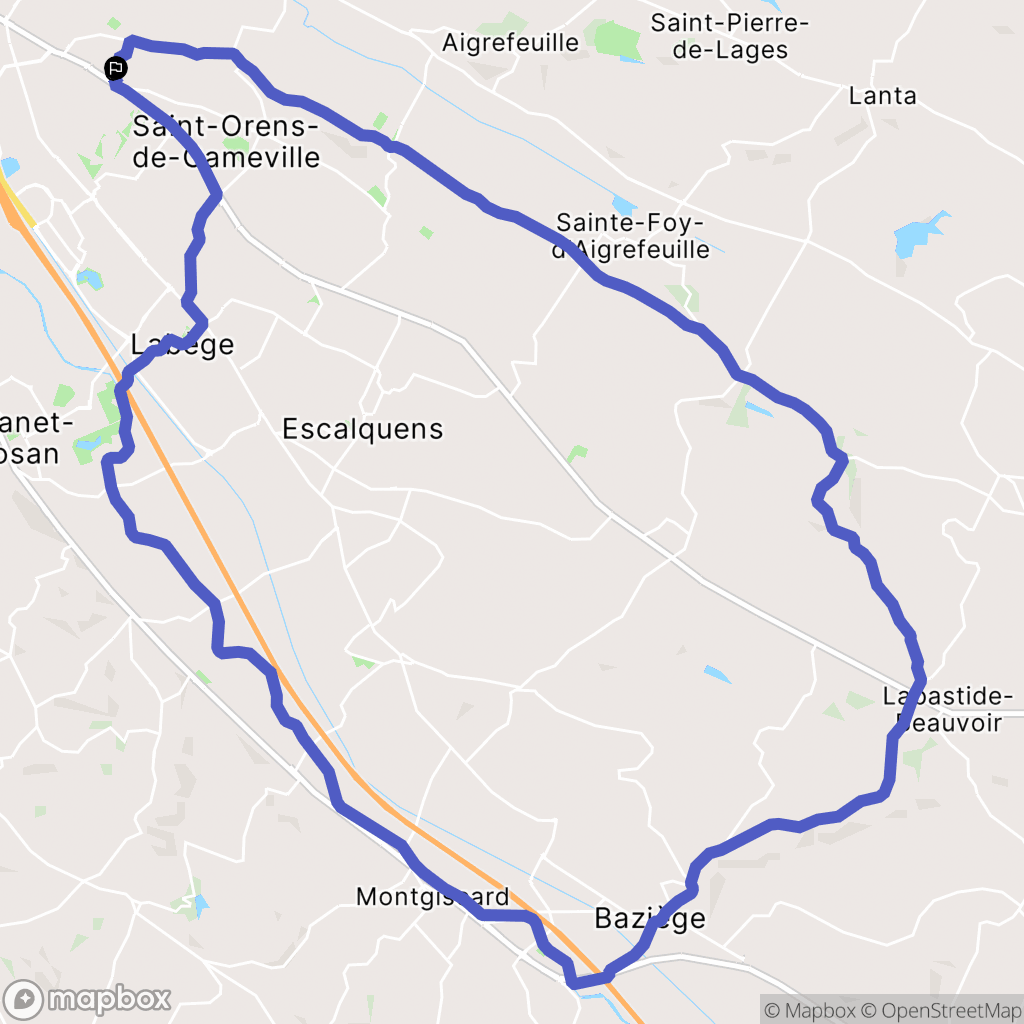 Saint-Orens-de-Gameville : carte du parcours de randonnée - France