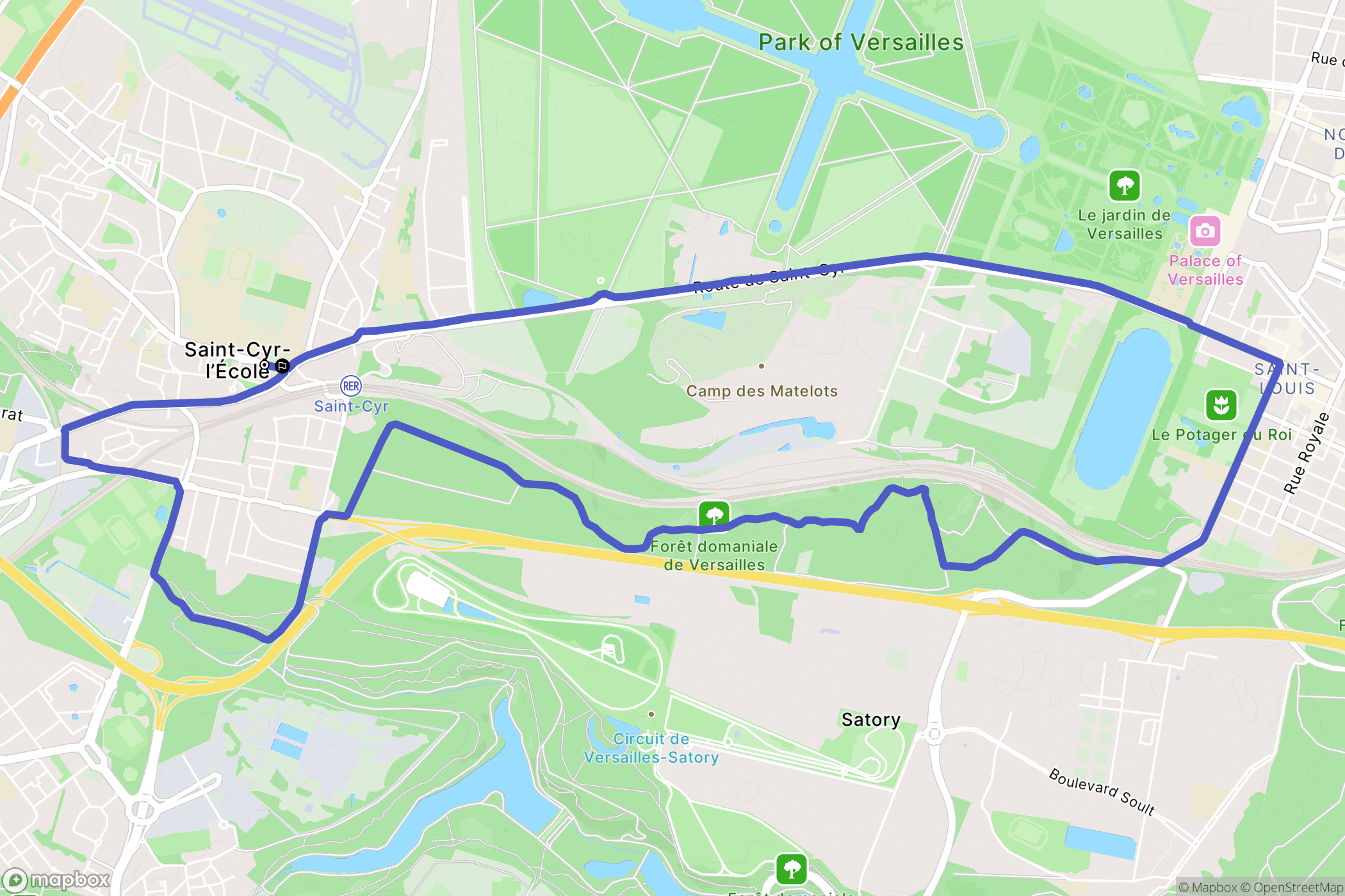 Saint-Cyr-l'Ecole : carte du parcours de randonnée - France