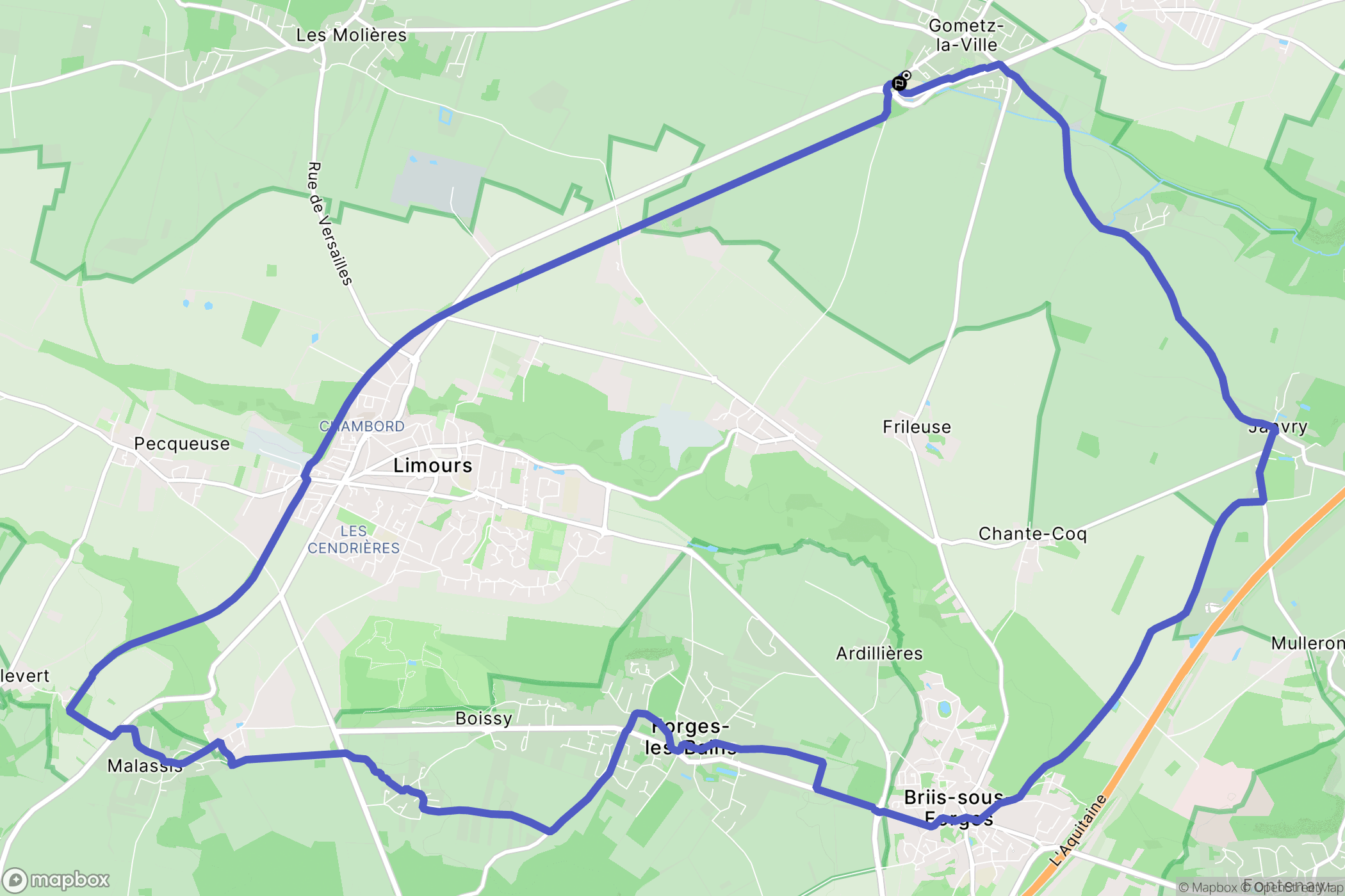 Gometz-la-Ville : carte du parcours de randonnée - France