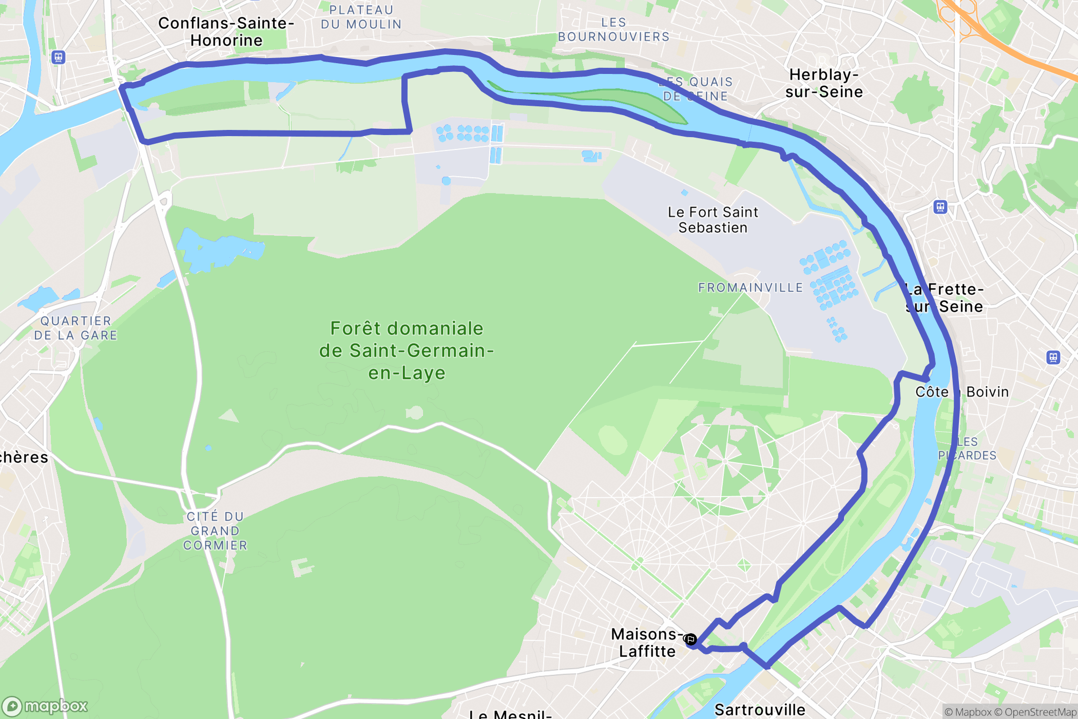 Maisons-Laffitte : carte du parcours de randonnée - France