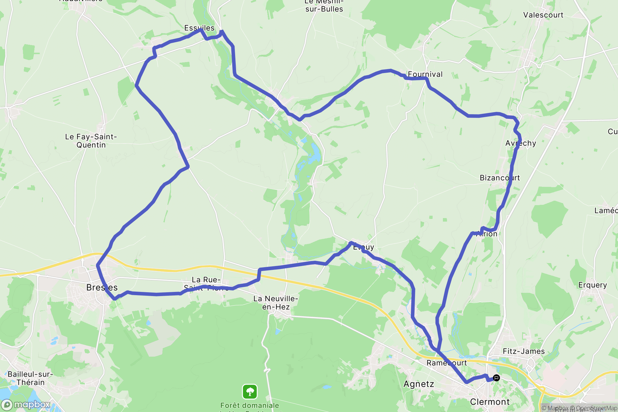 Clermont-de-l 'Oise : carte du parcours de randonnée - France
