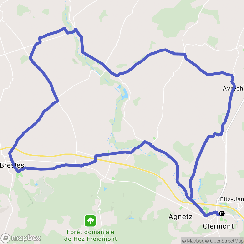 Clermont-de-l 'Oise : carte du parcours de randonnée - France