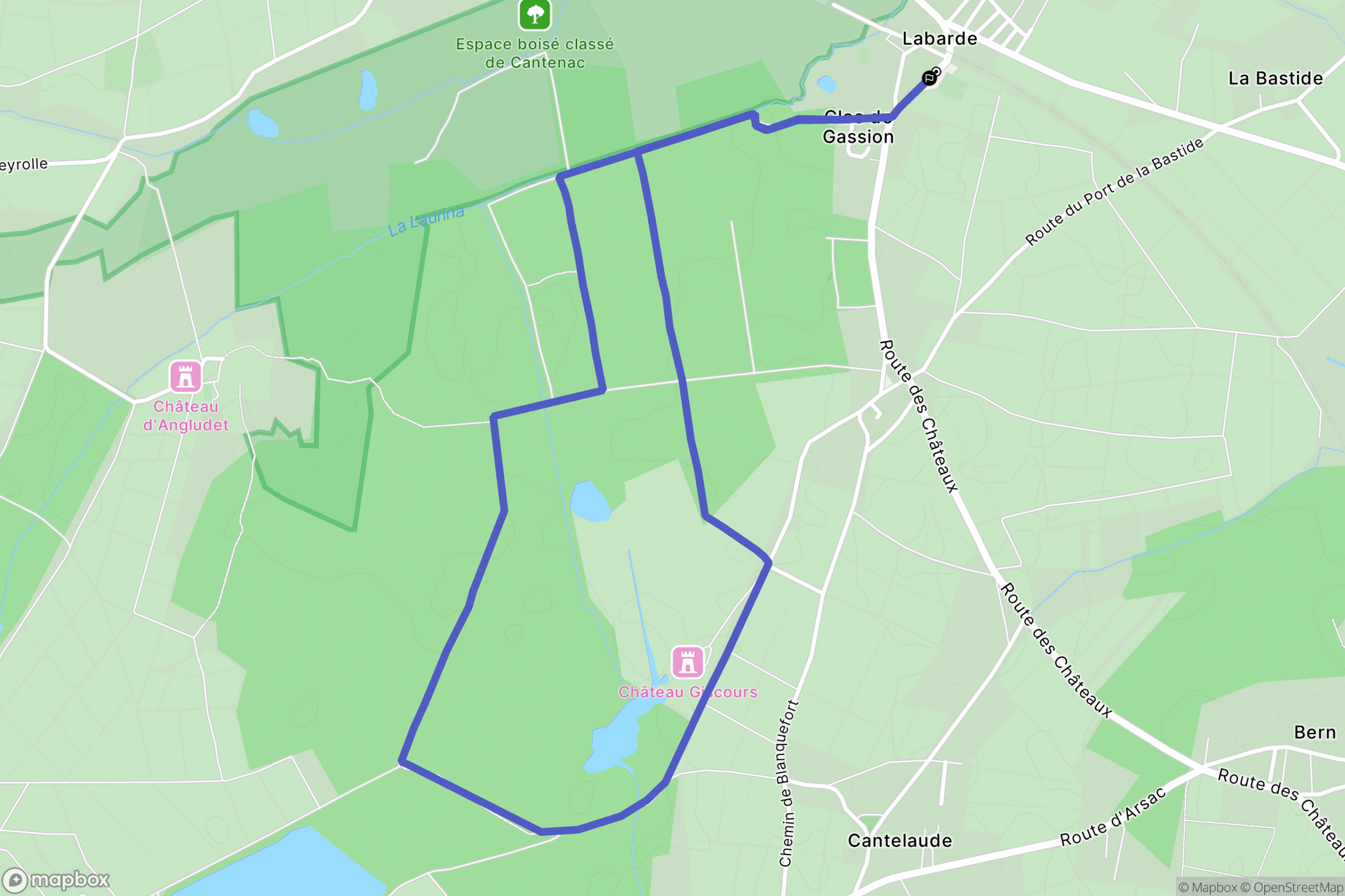 Labarde : carte du parcours de randonnée - France