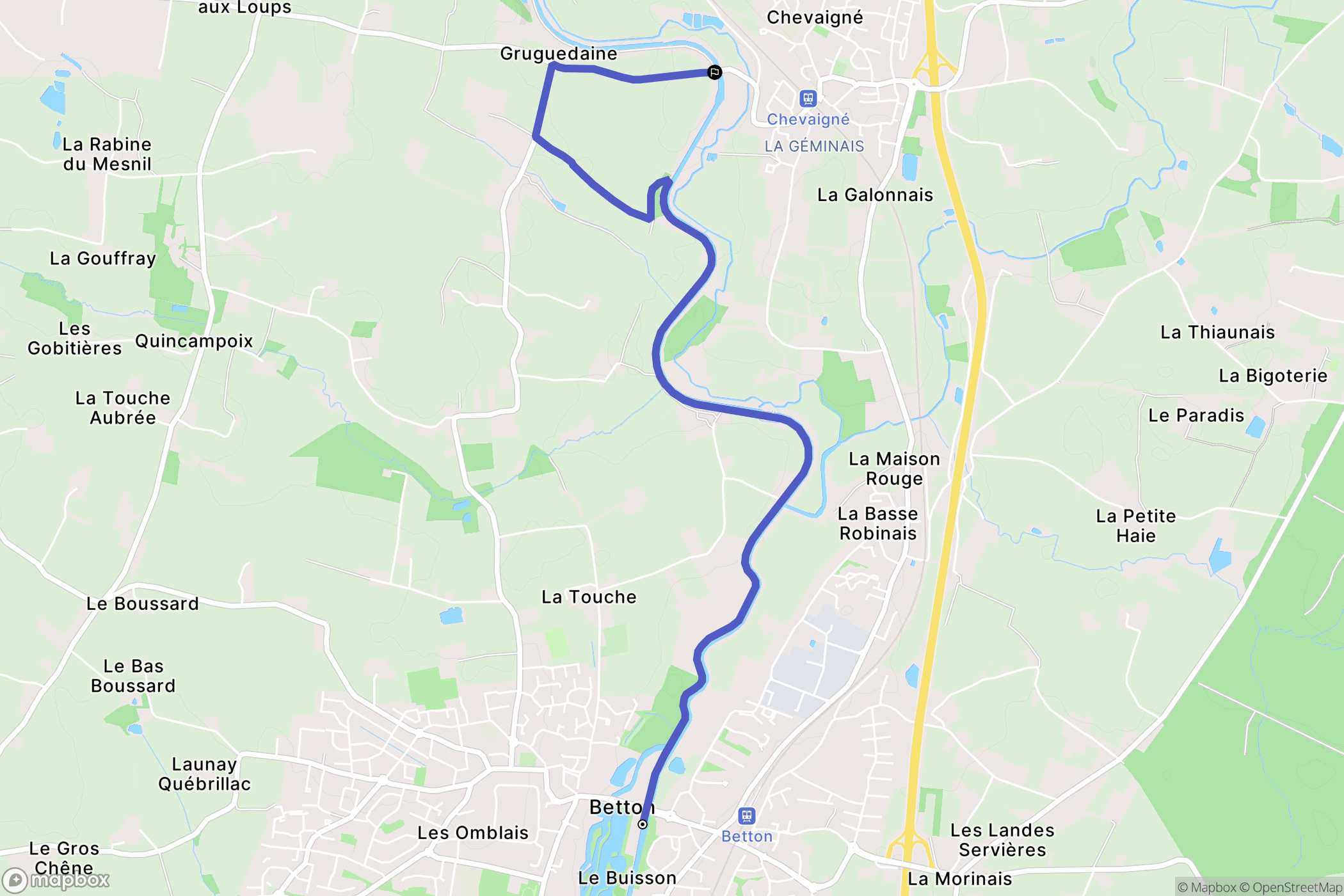 Betton : carte du parcours de randonnée - France