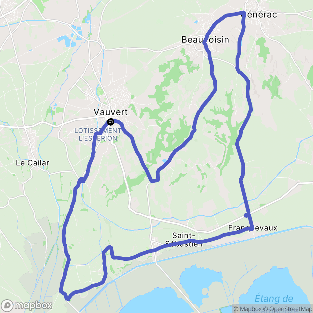 Vauvert : carte du parcours de randonnée - France