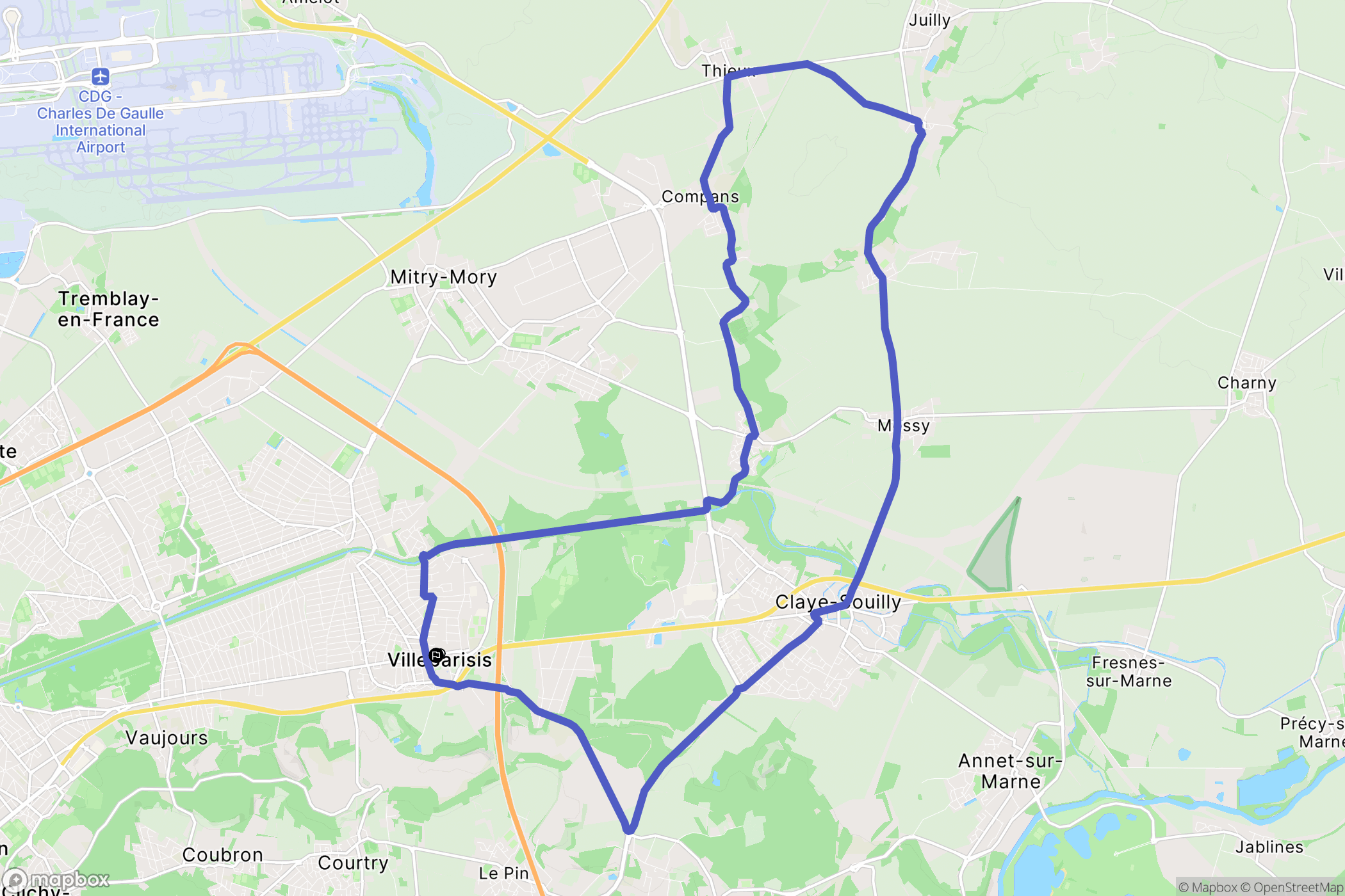 Villeparisis : carte du parcours de randonnée - France