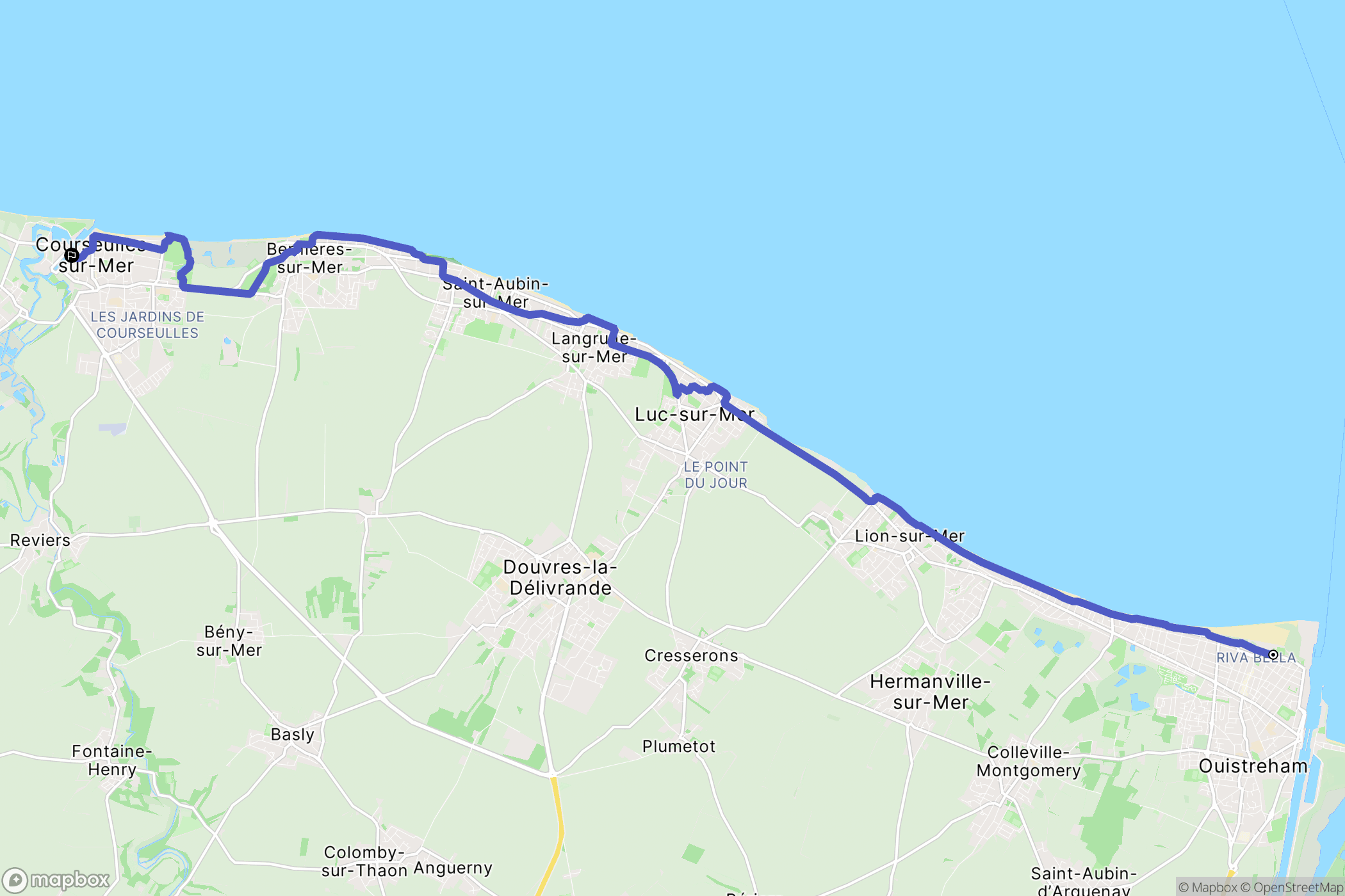 Ouistreham : carte du parcours de randonnée - France