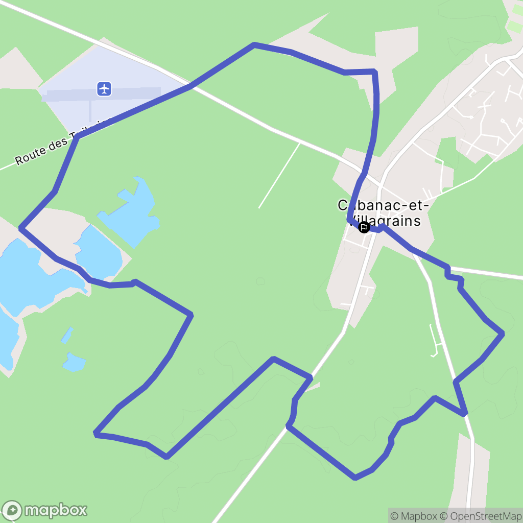 Cabanac-et-Villagrains : carte du parcours de randonnée - France