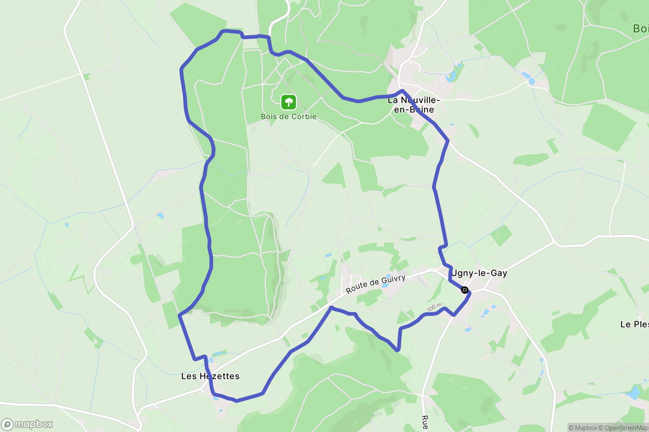 Ugny-le-Gay : carte du parcours de randonnée - France