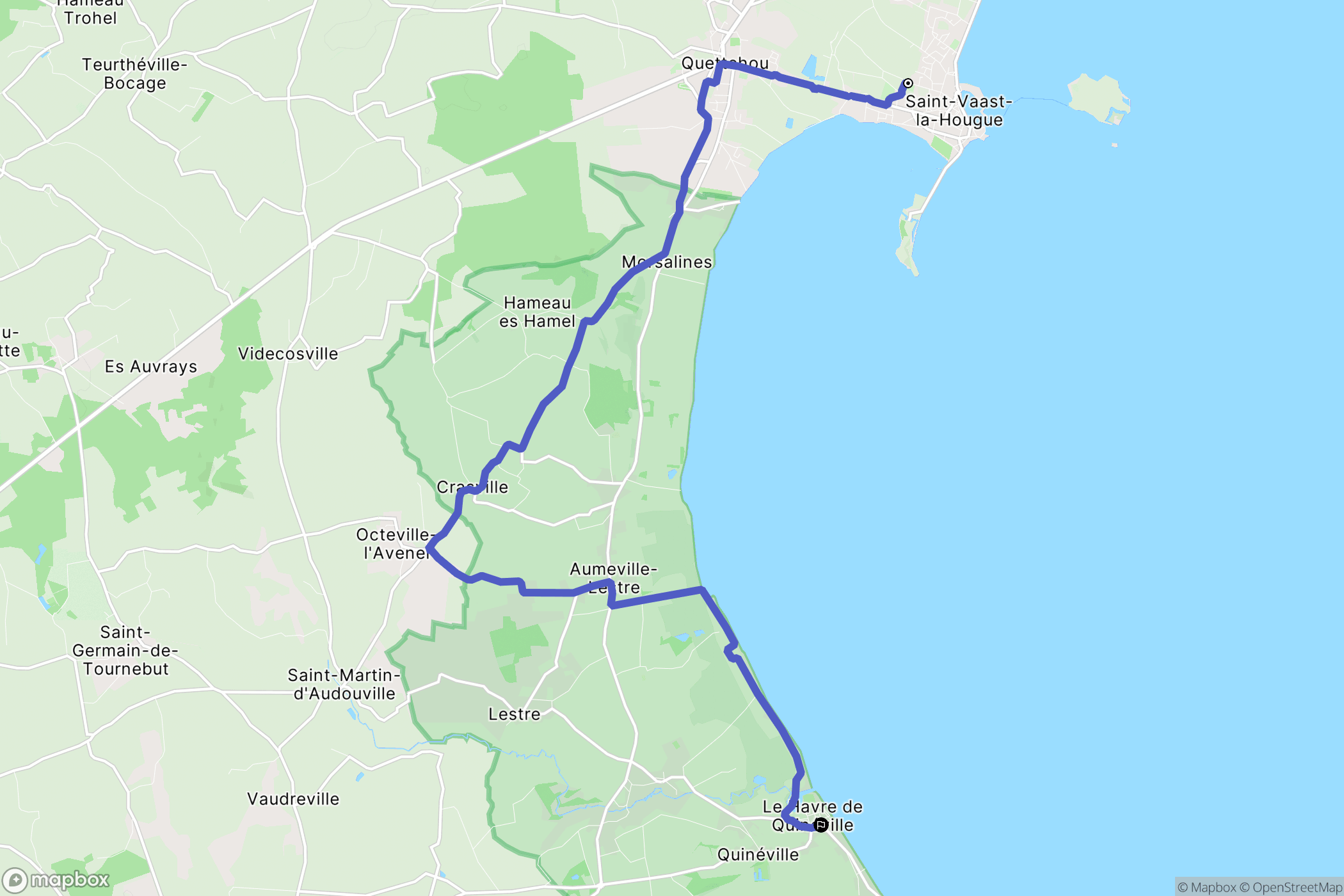 Saint-Vaast-la-Hougue : carte du parcours de randonnée - France