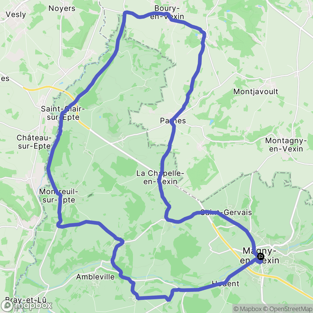 Magny-en-Vexin : carte du parcours de randonnée - France