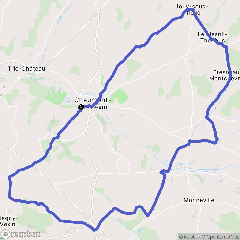 Chaumont-en-Vexin : carte du parcours de randonnée - France