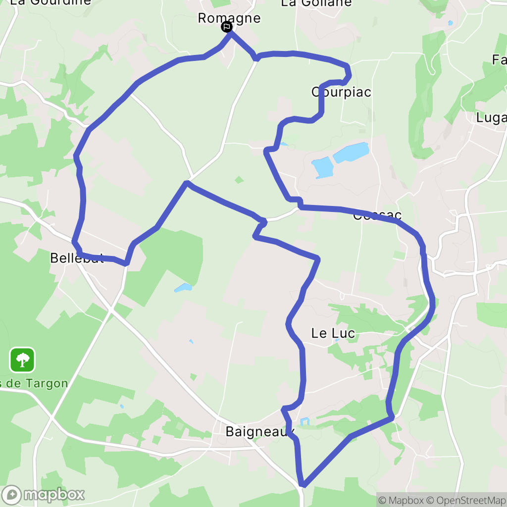 Romagne : carte du parcours de randonnée - France