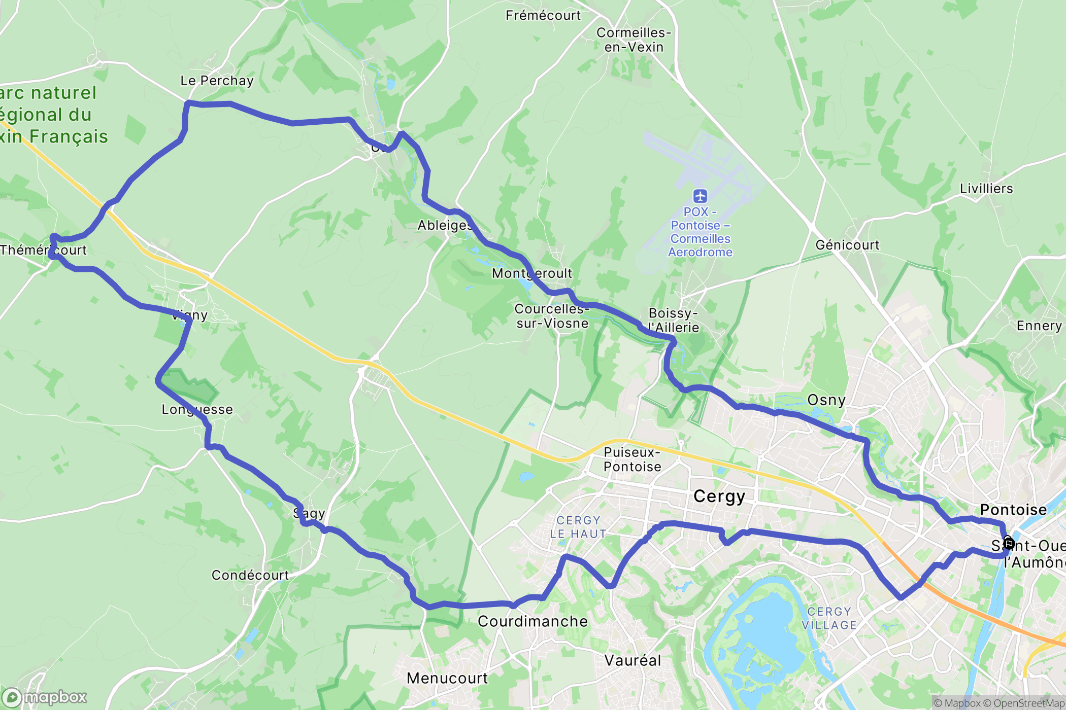 Pontoise : carte du parcours de randonnée - France