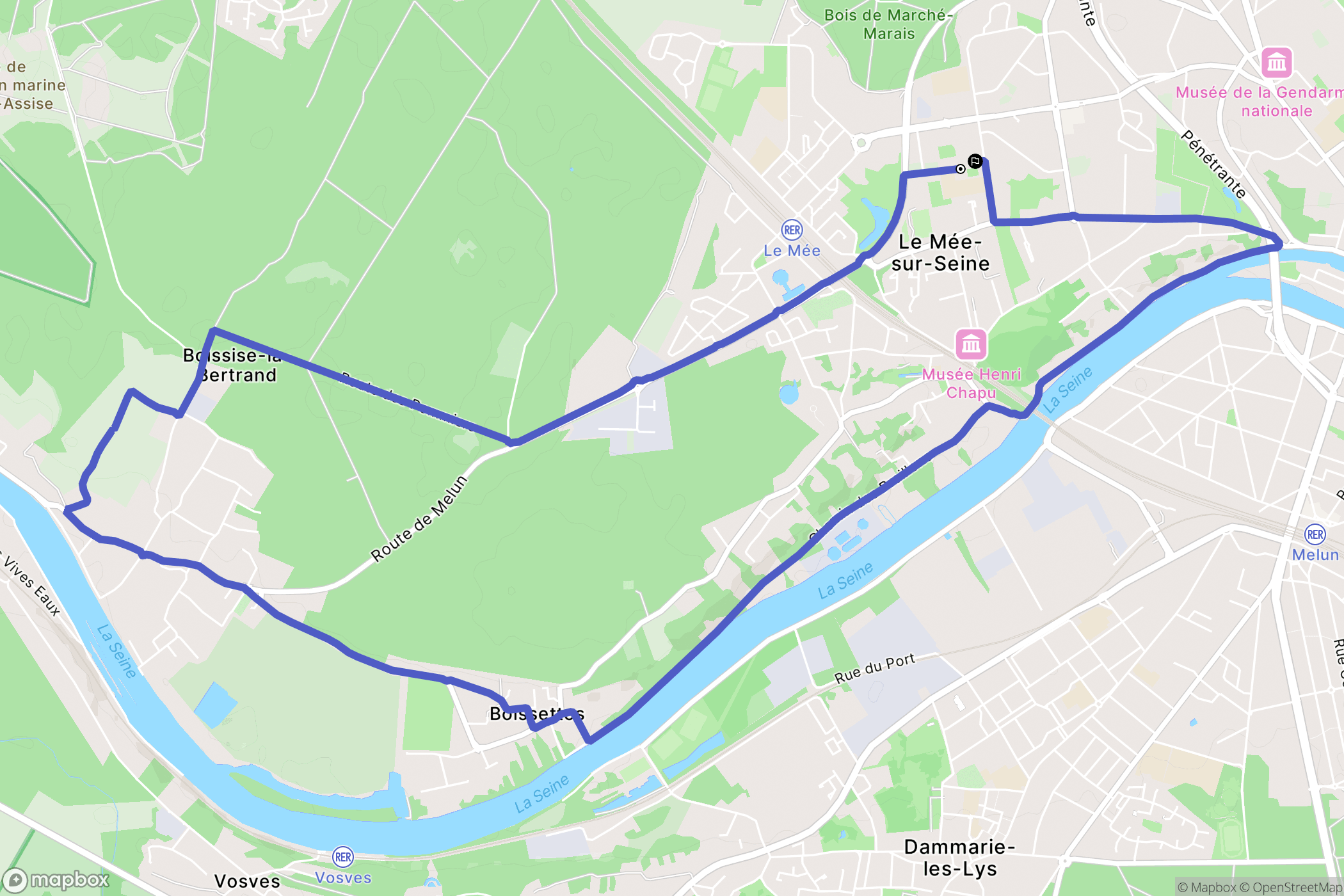 Le Mée-sur-Seine : carte du parcours de randonnée - France