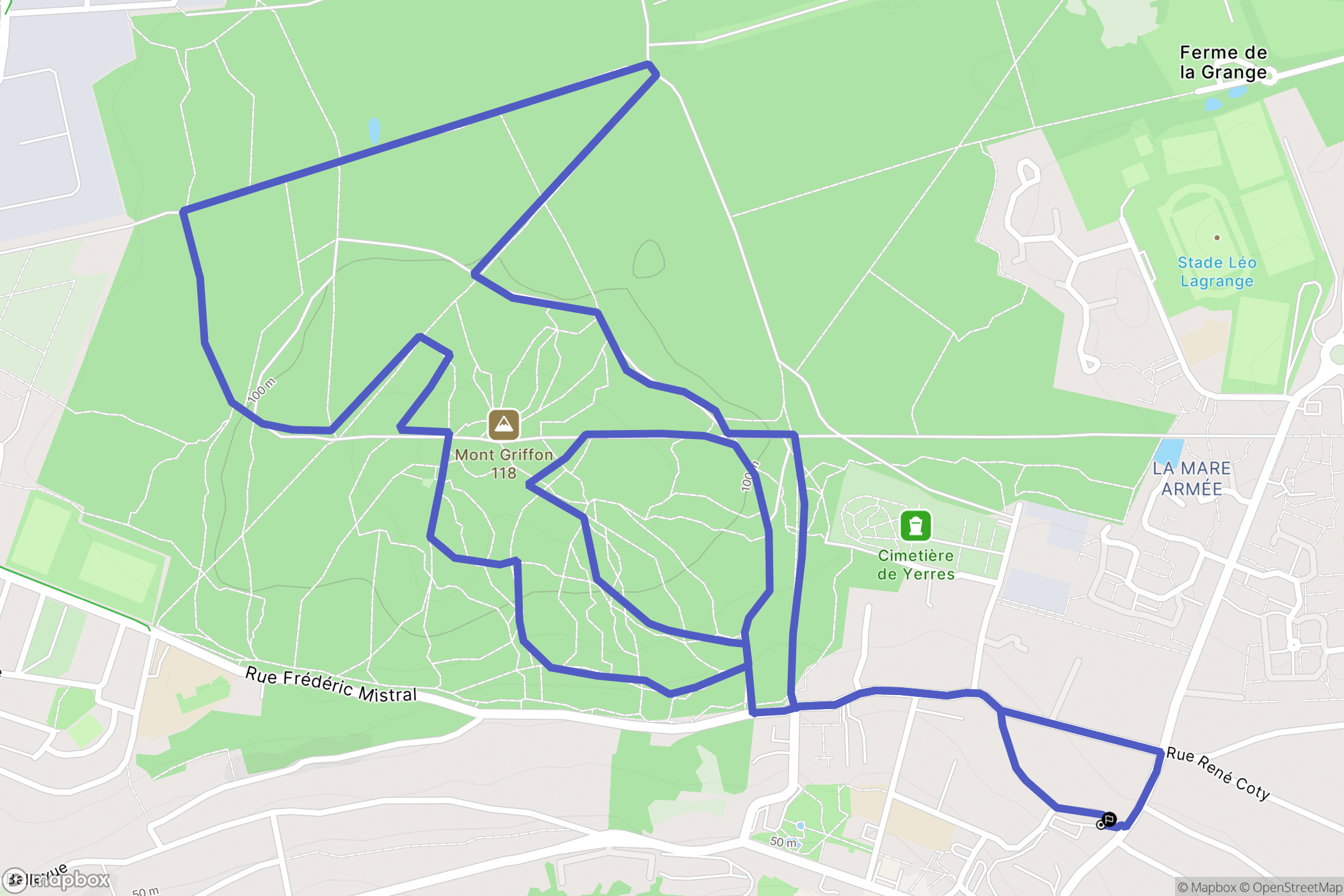 Yerres : carte du parcours de randonnée - France