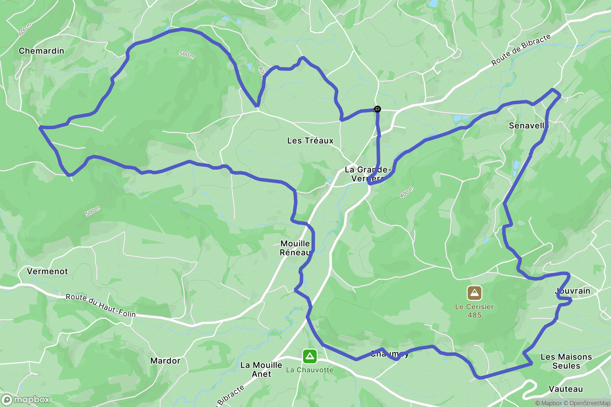 La Grande-Verrière : carte du parcours de randonnée - France
