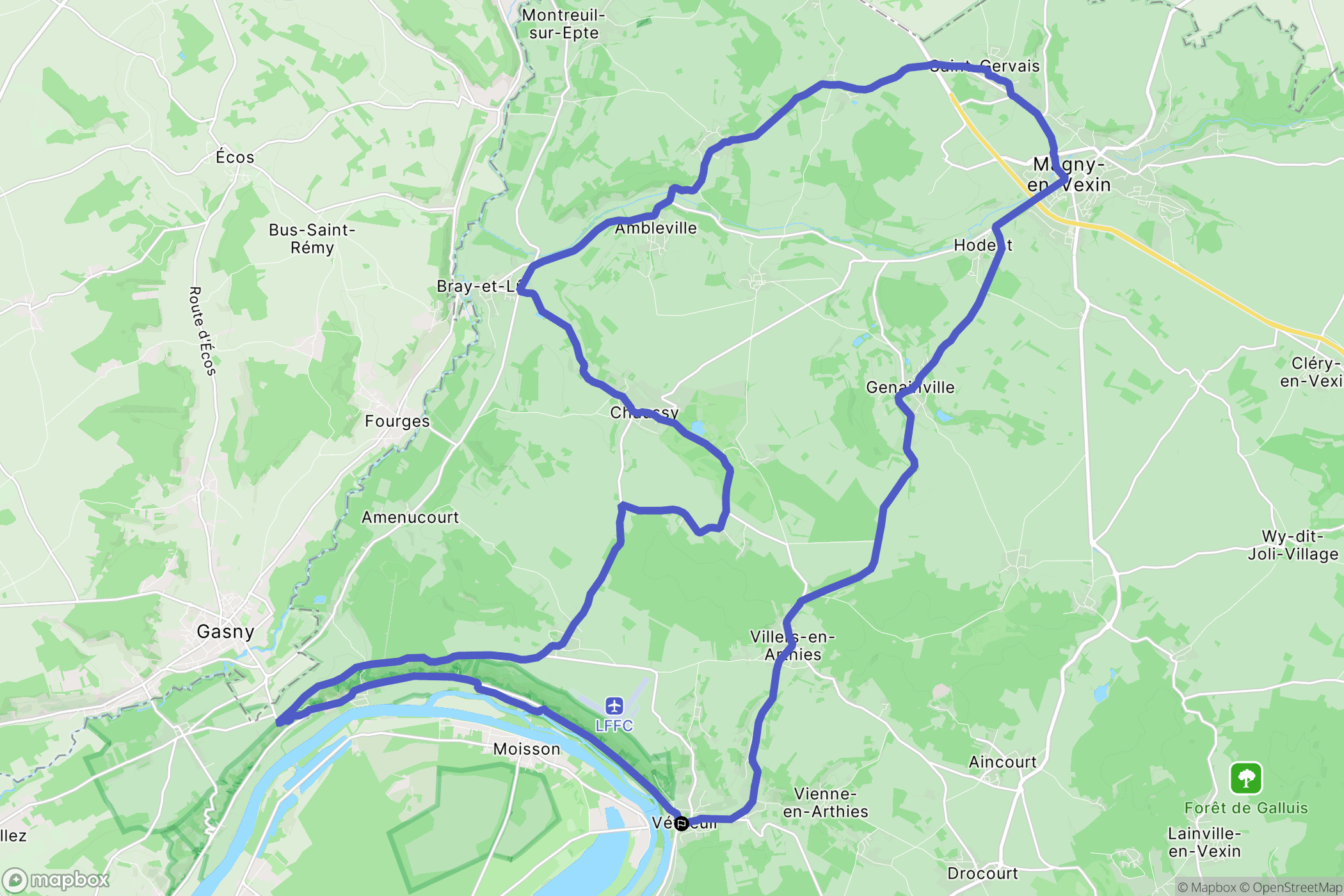 Vétheuil : carte du parcours de randonnée - France