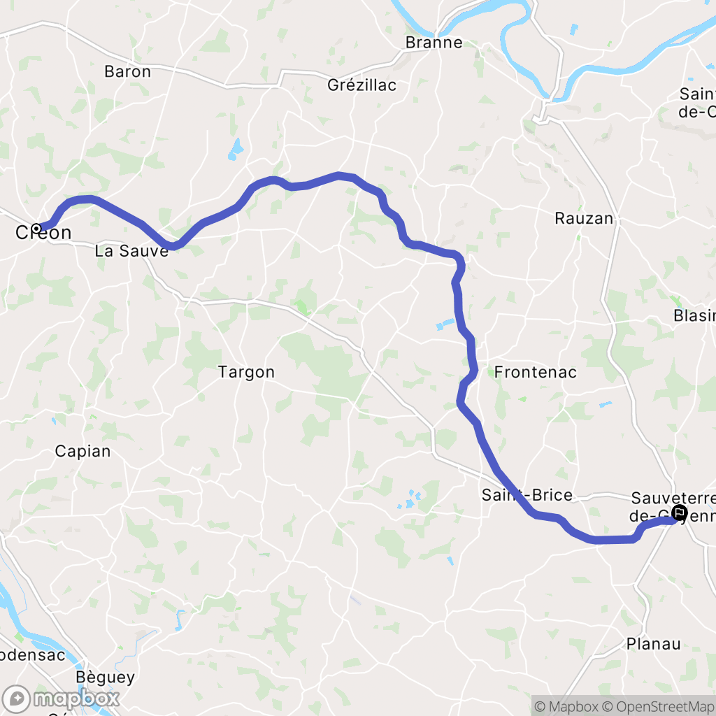 Créon : carte du parcours de randonnée - France