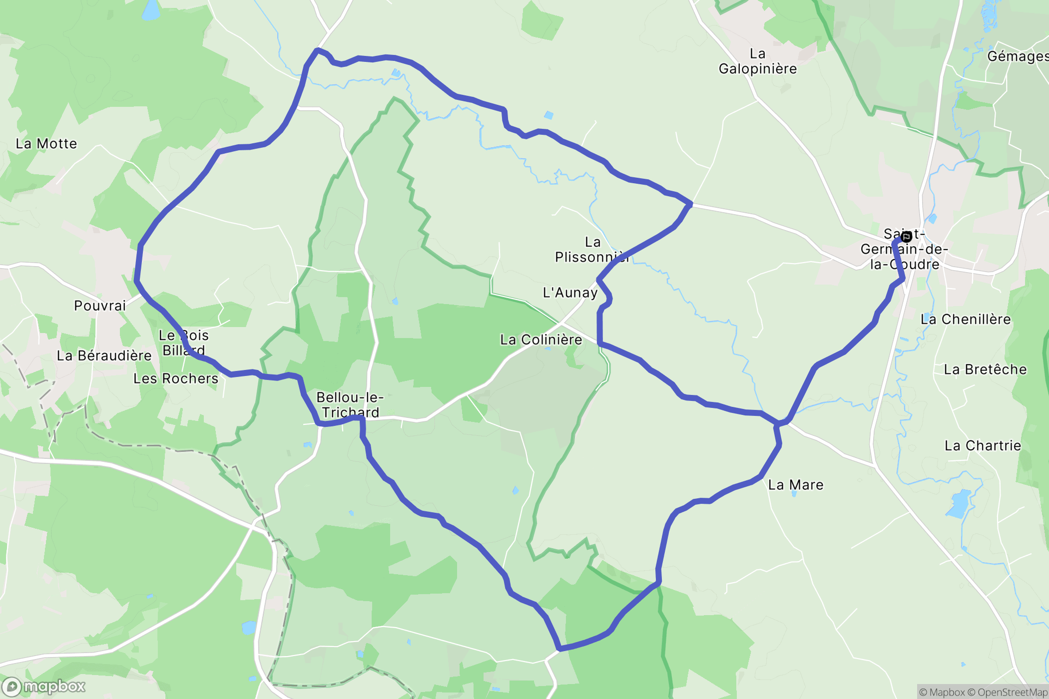 Saint-Germain-de-la-Coudre : carte du parcours de randonnée - France