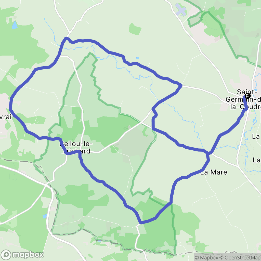 Saint-Germain-de-la-Coudre : carte du parcours de randonnée - France