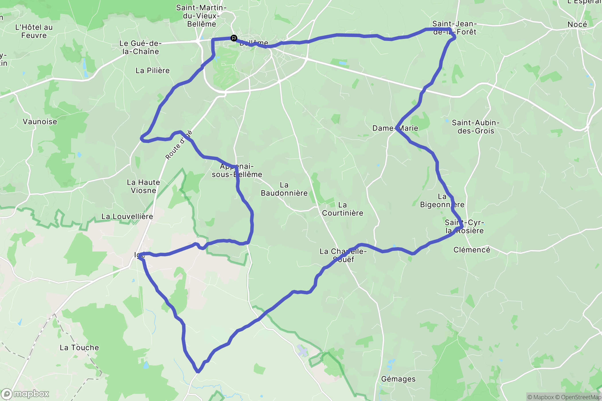Bellême : carte du parcours de randonnée - France