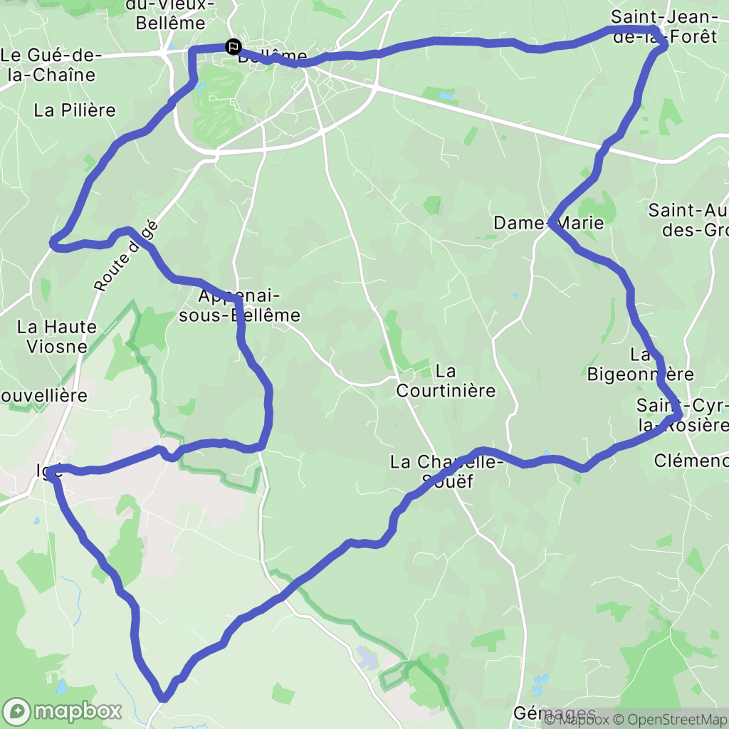 Bellême : carte du parcours de randonnée - France