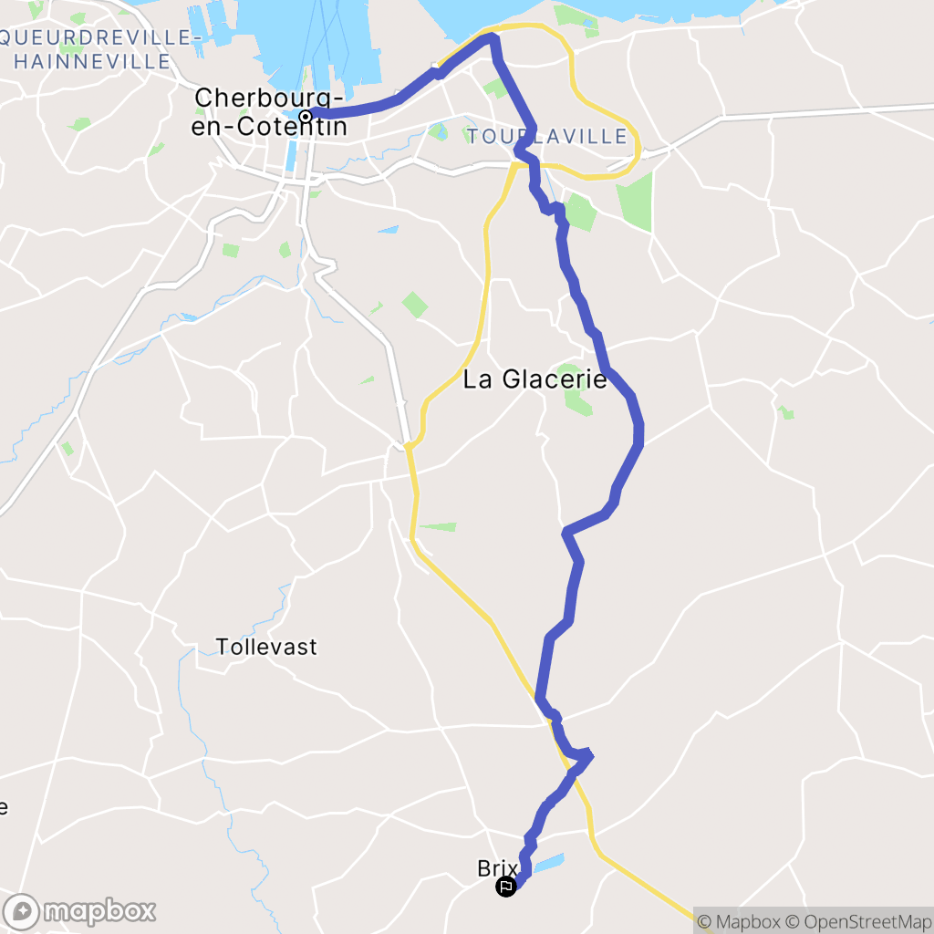 Cherbourg : carte du parcours de randonnée - France