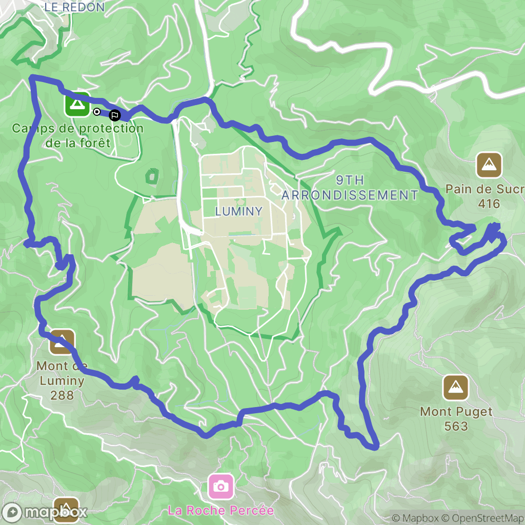 Marseille : carte du parcours de randonnée - France