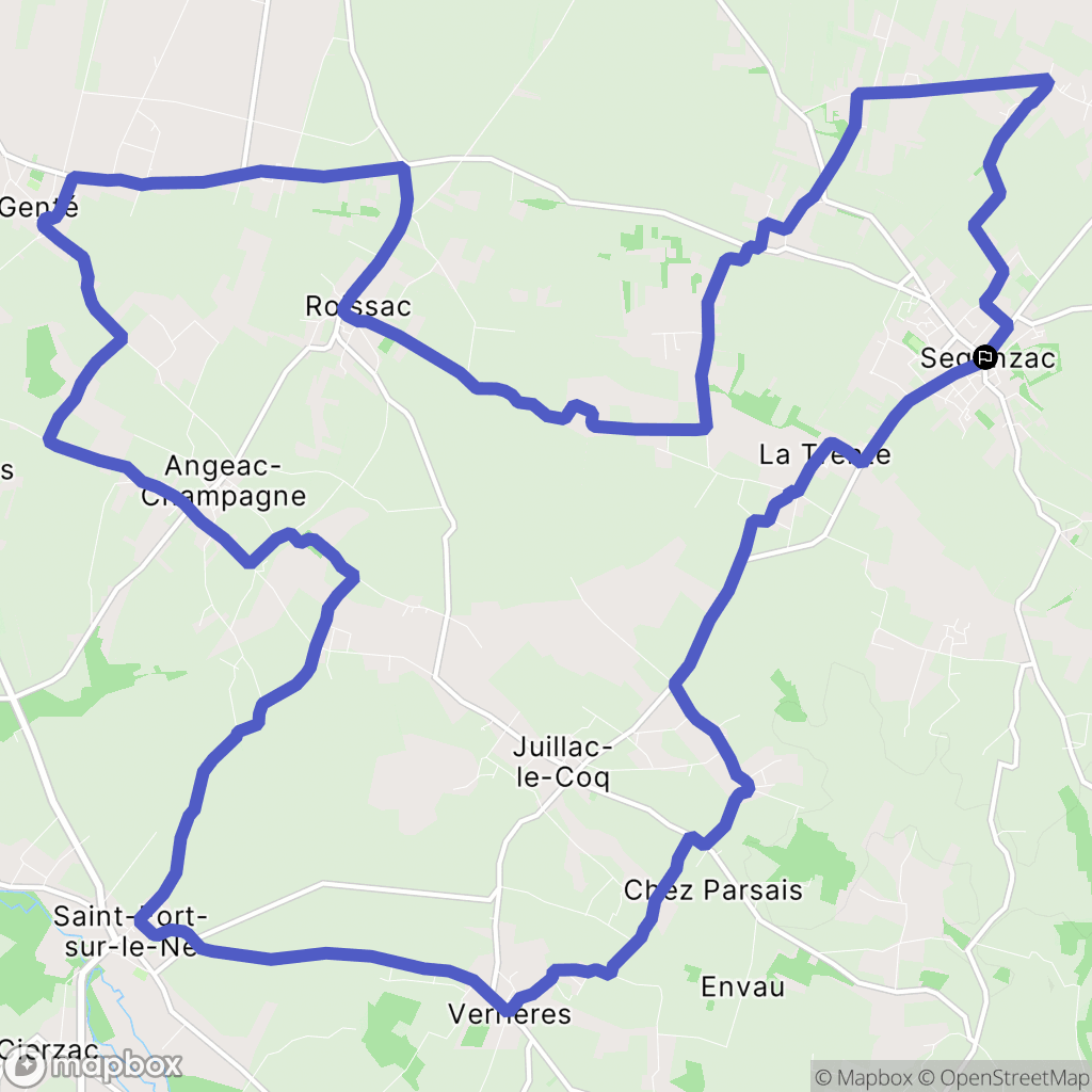 Segonzac : carte du parcours de randonnée - France