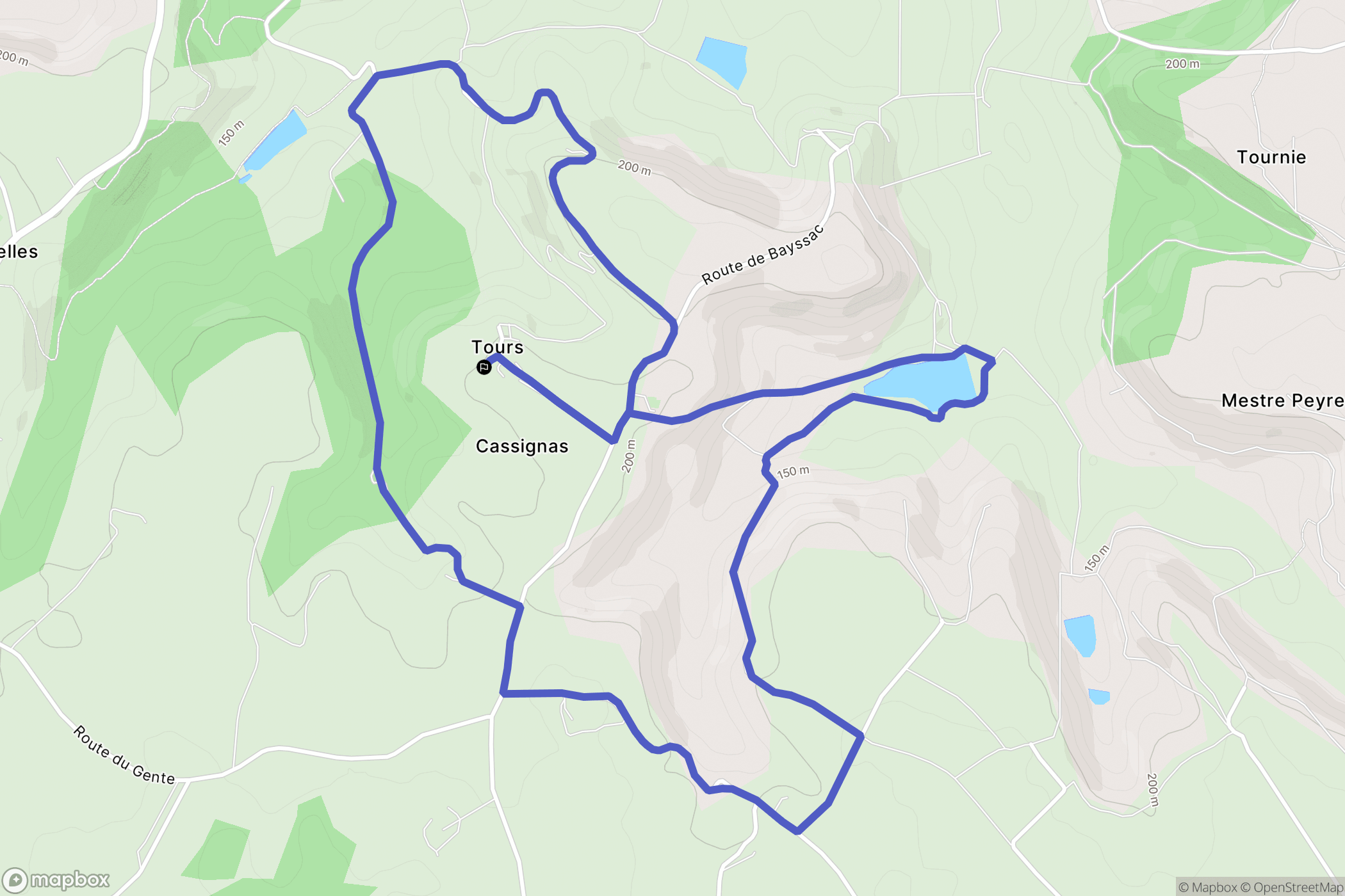 Cassignas : carte du parcours de randonnée - France