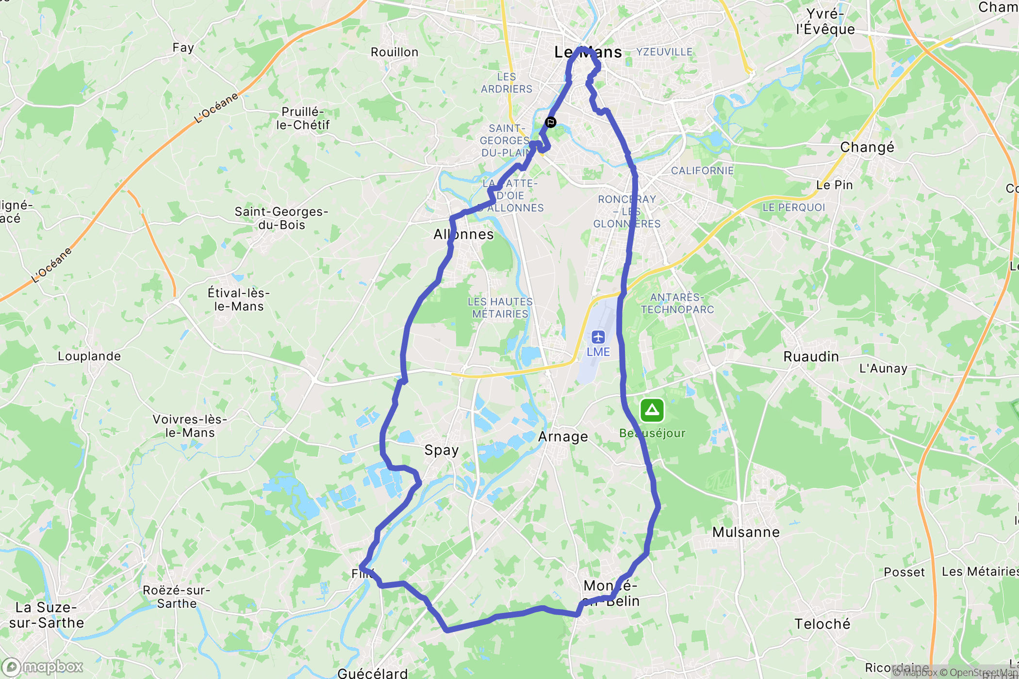 Le Mans : carte du parcours de randonnée - France