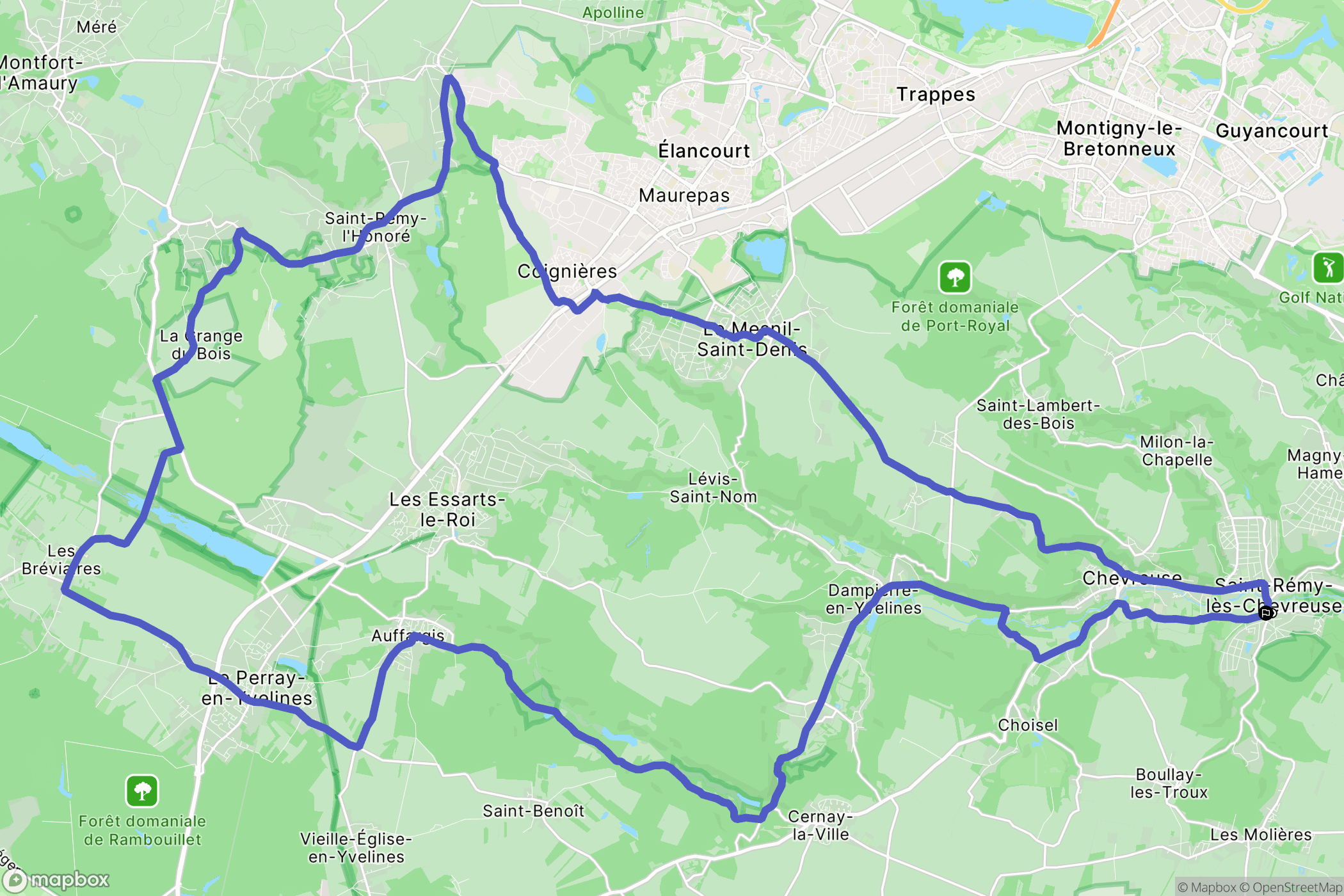 Saint-Rémy-lès-Chevreuse : carte du parcours de randonnée - France