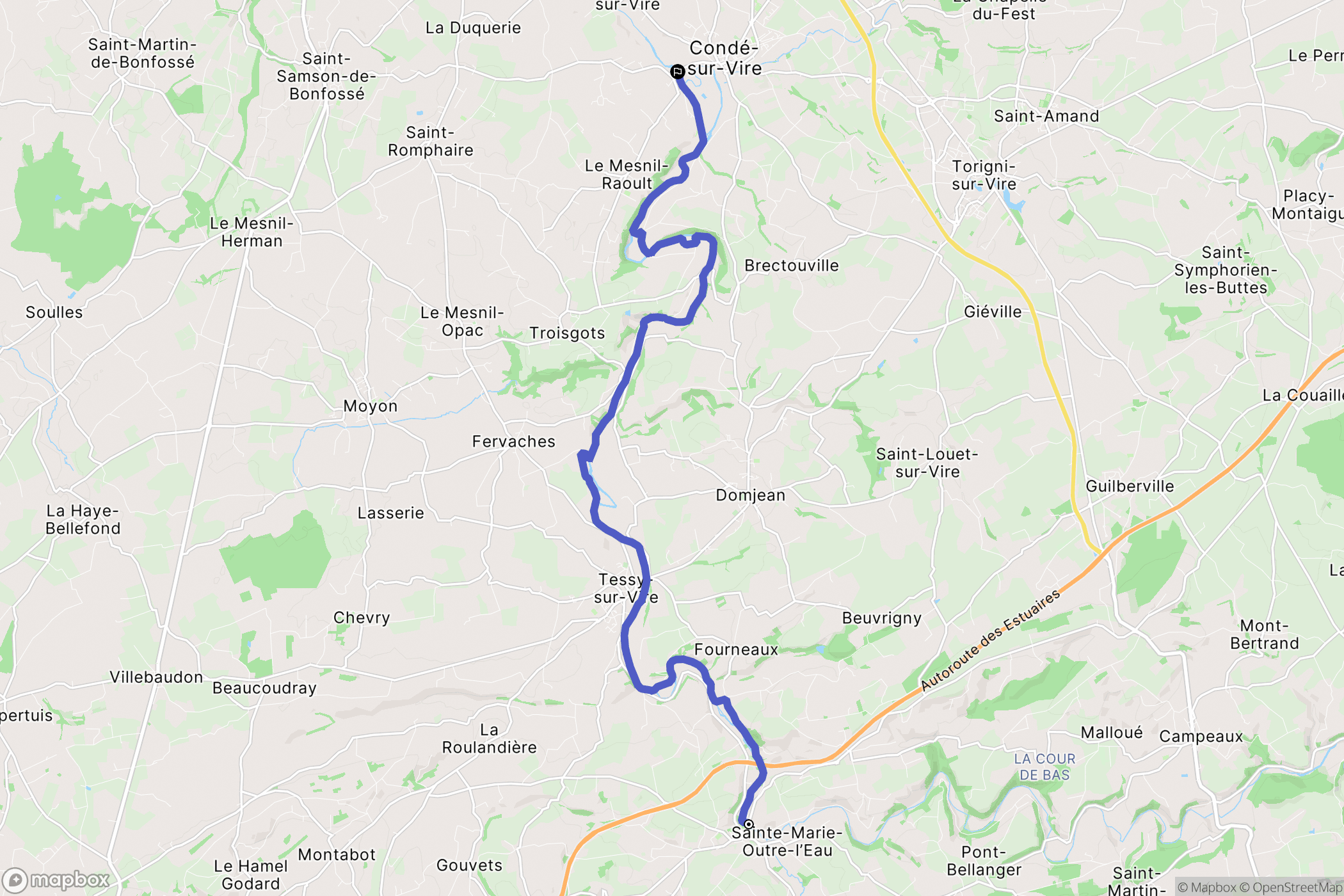 Sainte-Marie-Outre-l'Eau : carte du parcours de randonnée - France