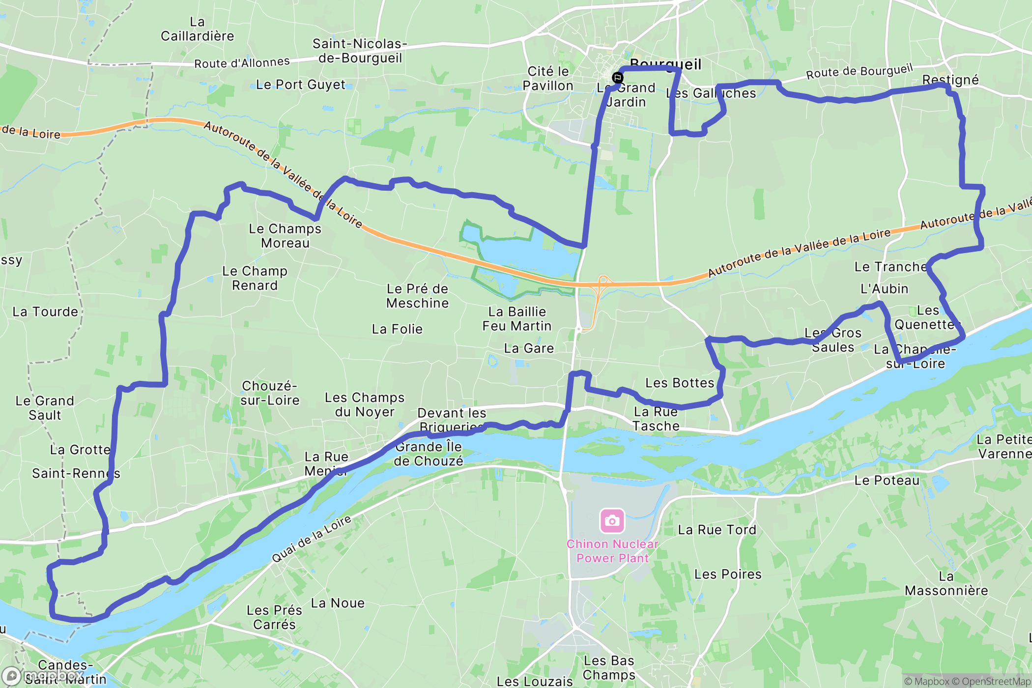 Bourgueil : carte du parcours de randonnée - France