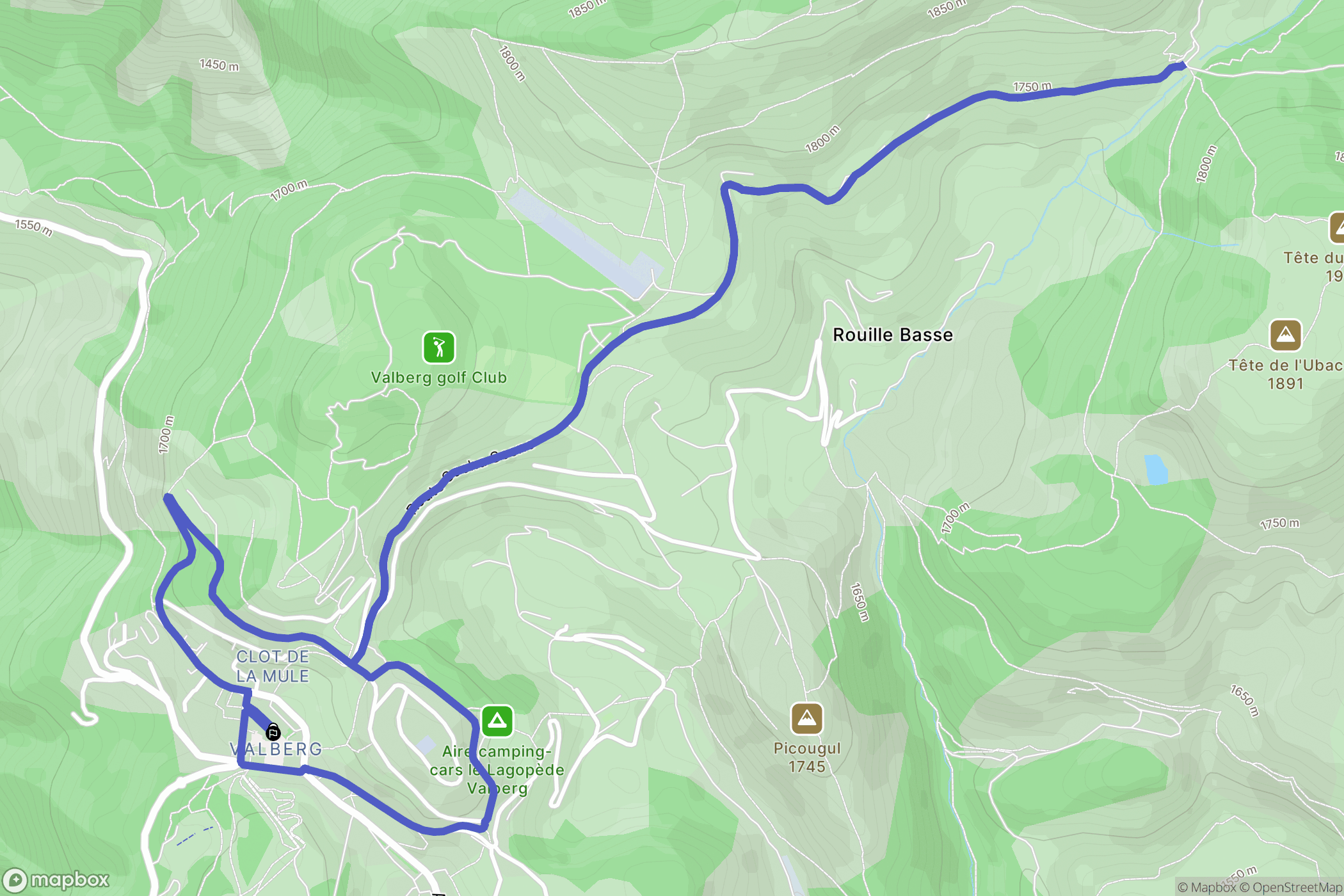 Valberg : carte du parcours de randonnée - France