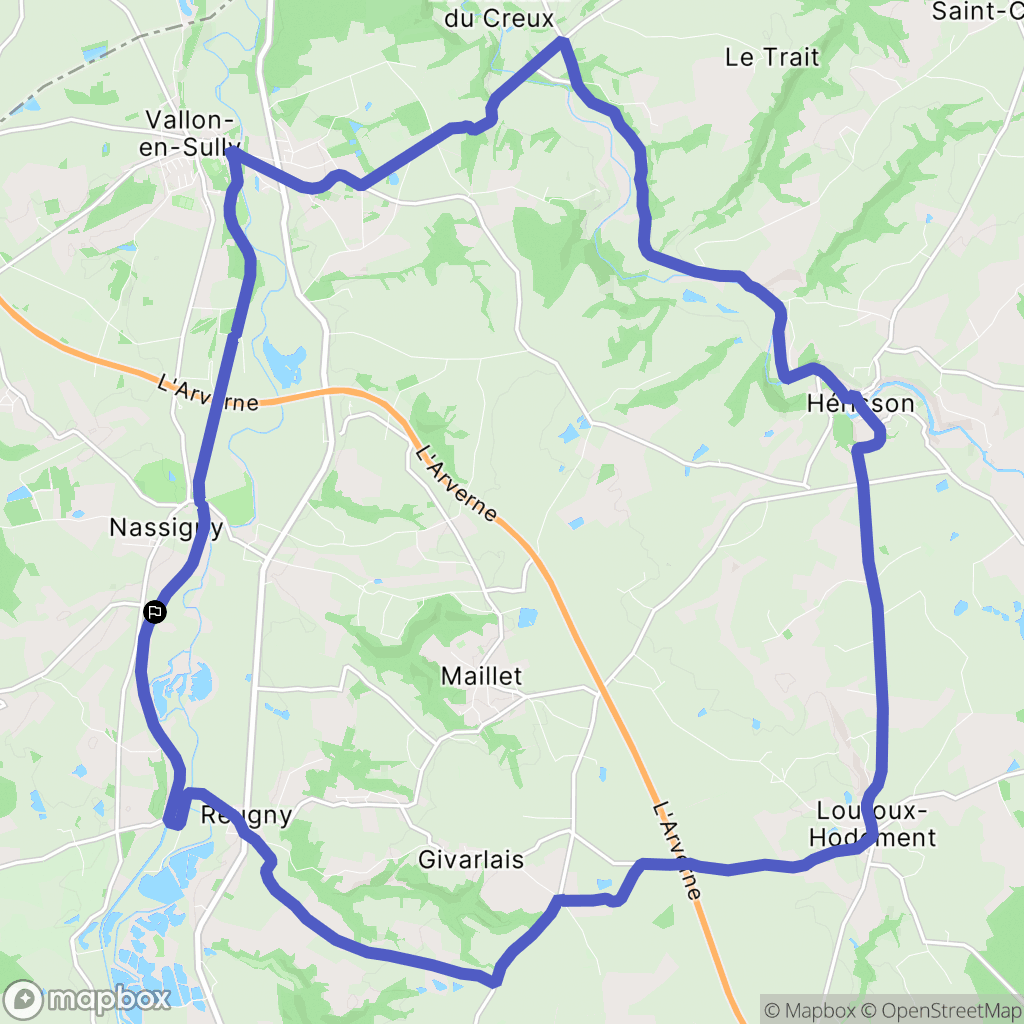 Nassigny : carte du parcours de randonnée - France